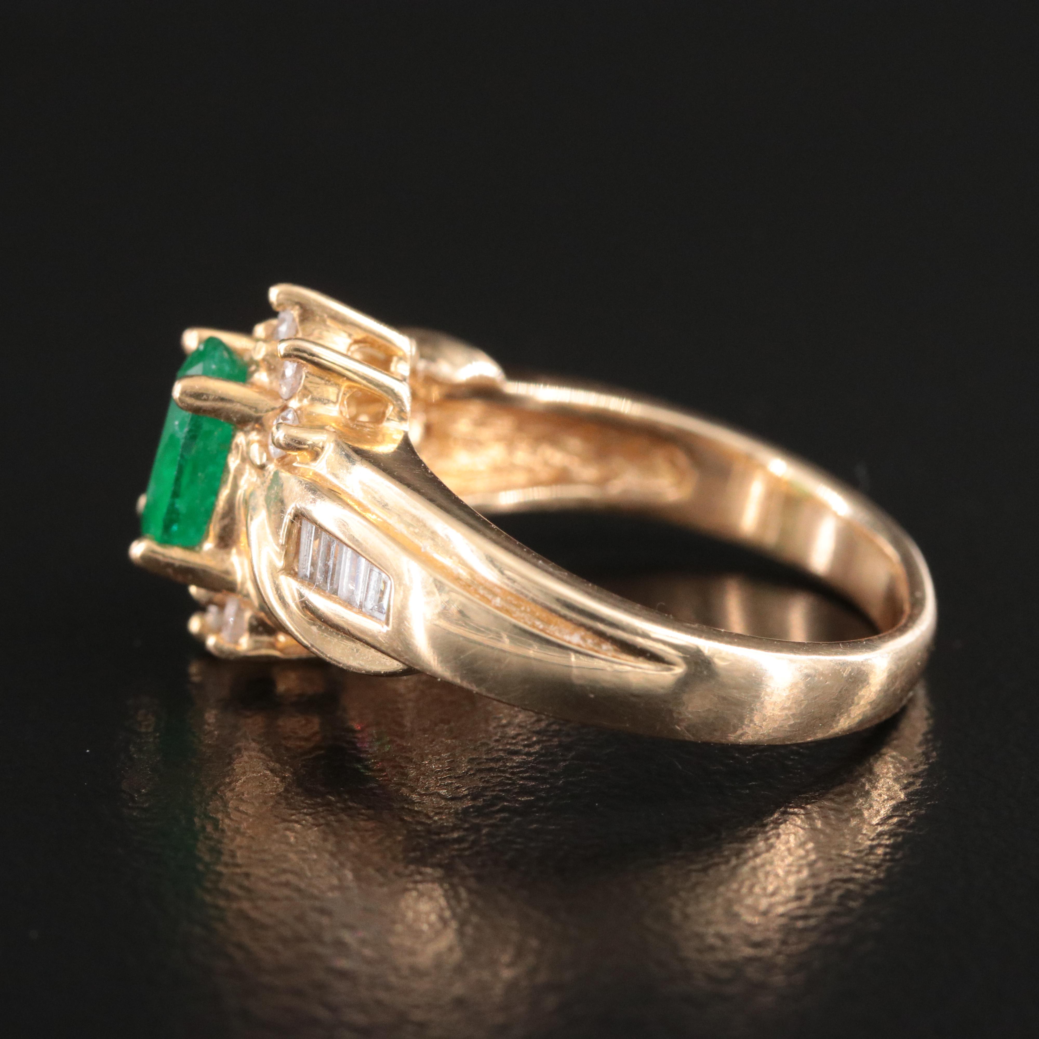 14K Emerald and Diamond Ring