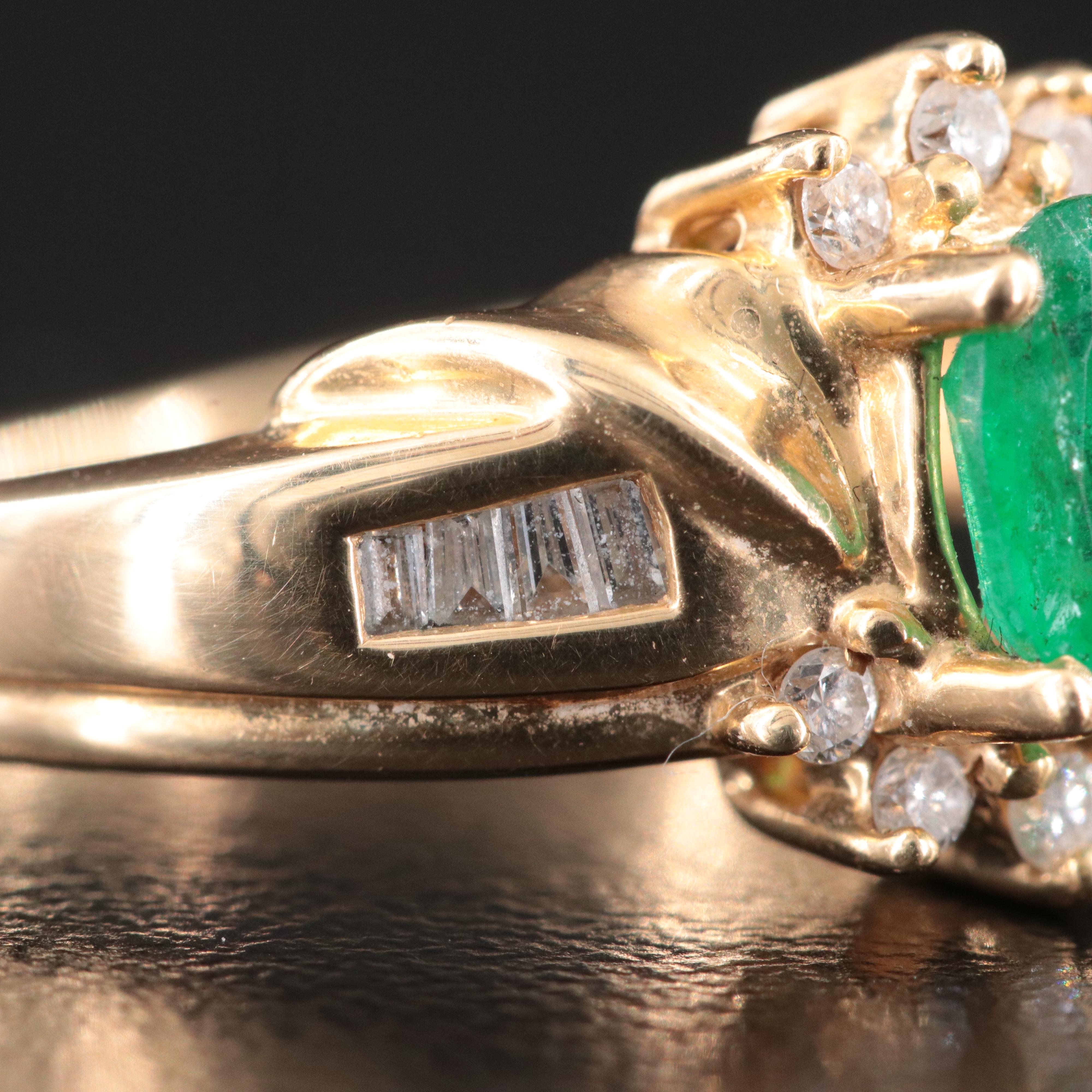 14K Emerald and Diamond Ring