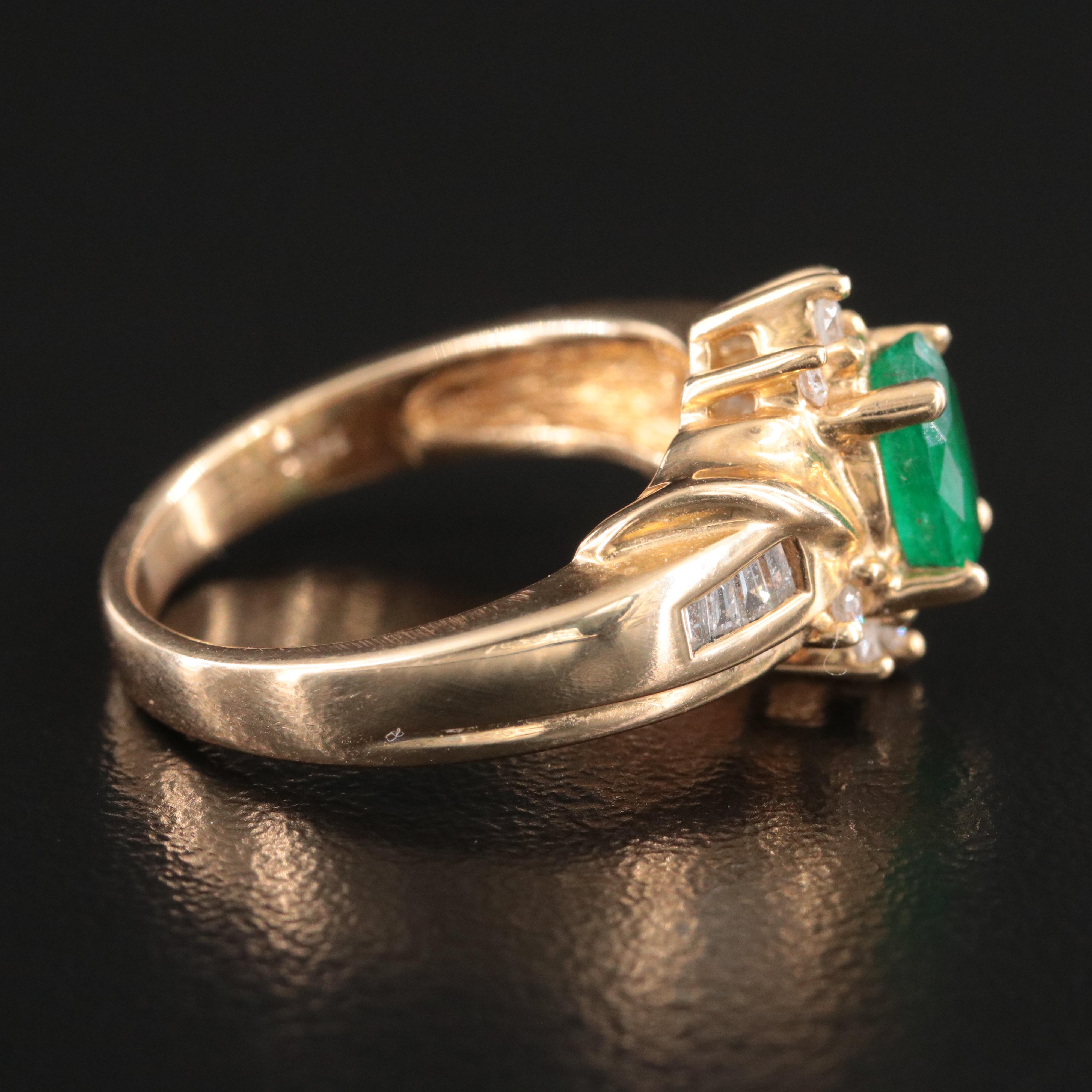 14K Emerald and Diamond Ring