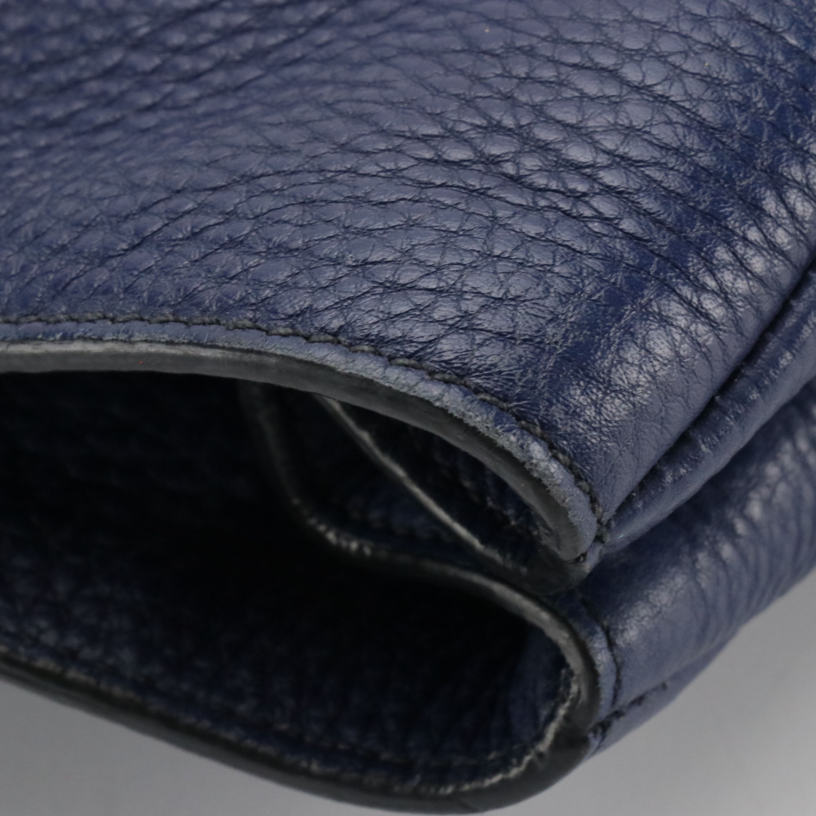 Prada Two-Way Tote in Blue Grained Leather