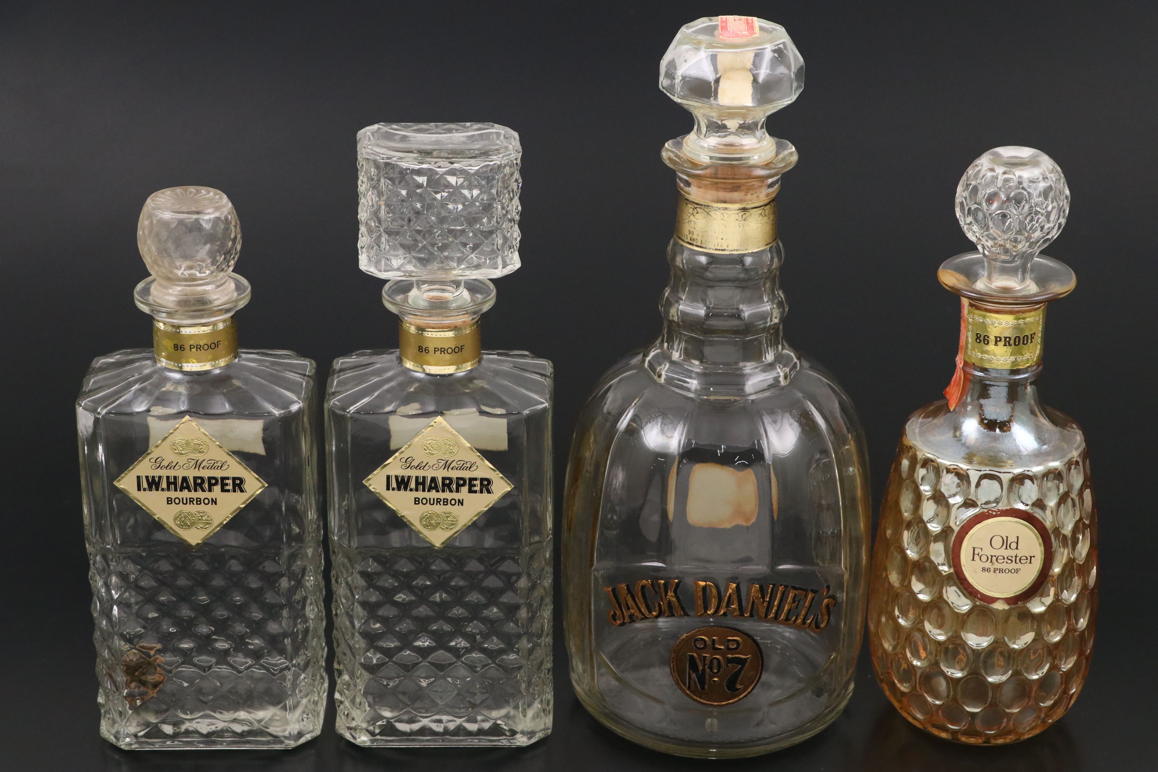 Durand "Danube" Glasses with I.W. Harper and More Bourbon and Whiskey Bottles