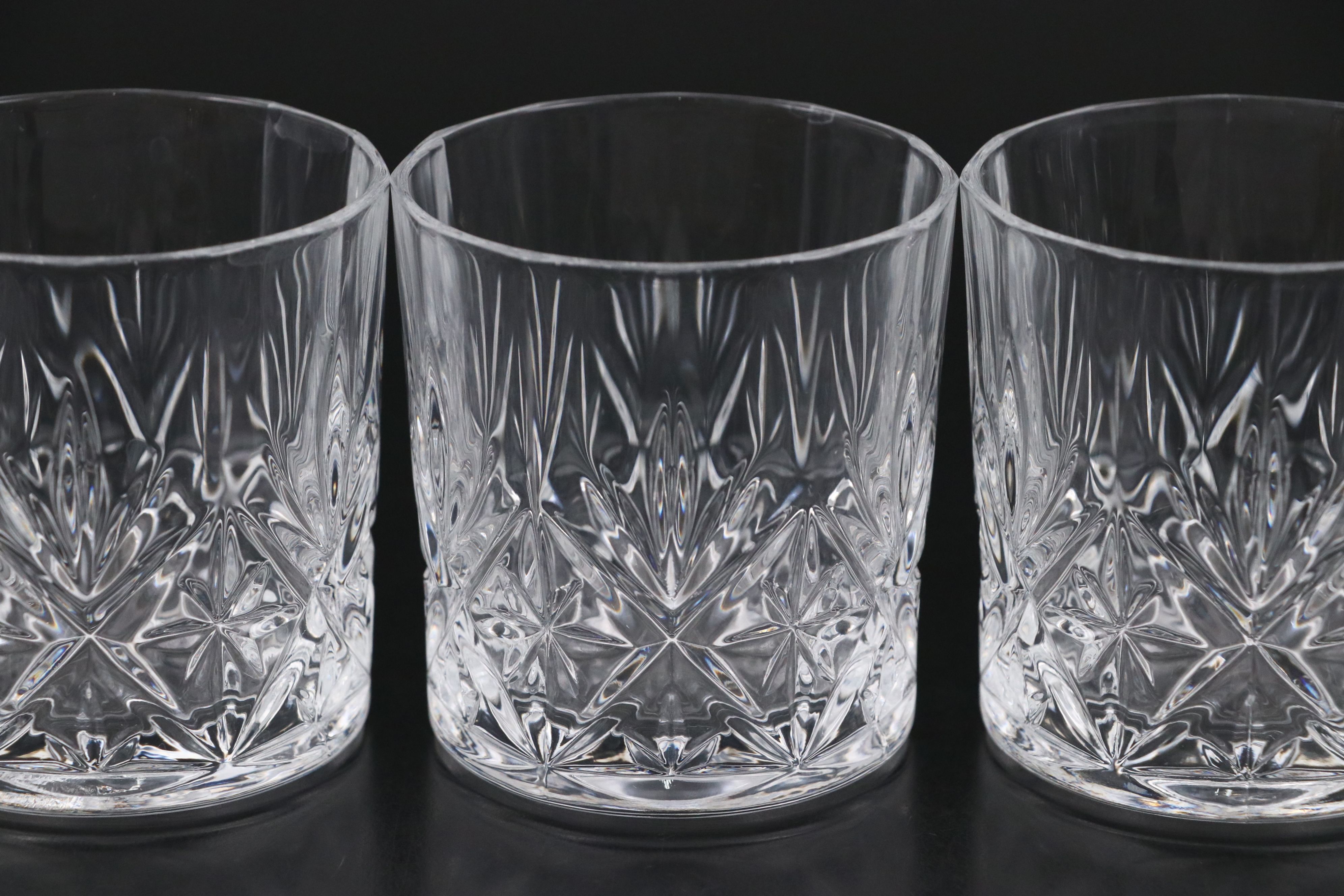 Durand "Danube" Glasses with I.W. Harper and More Bourbon and Whiskey Bottles