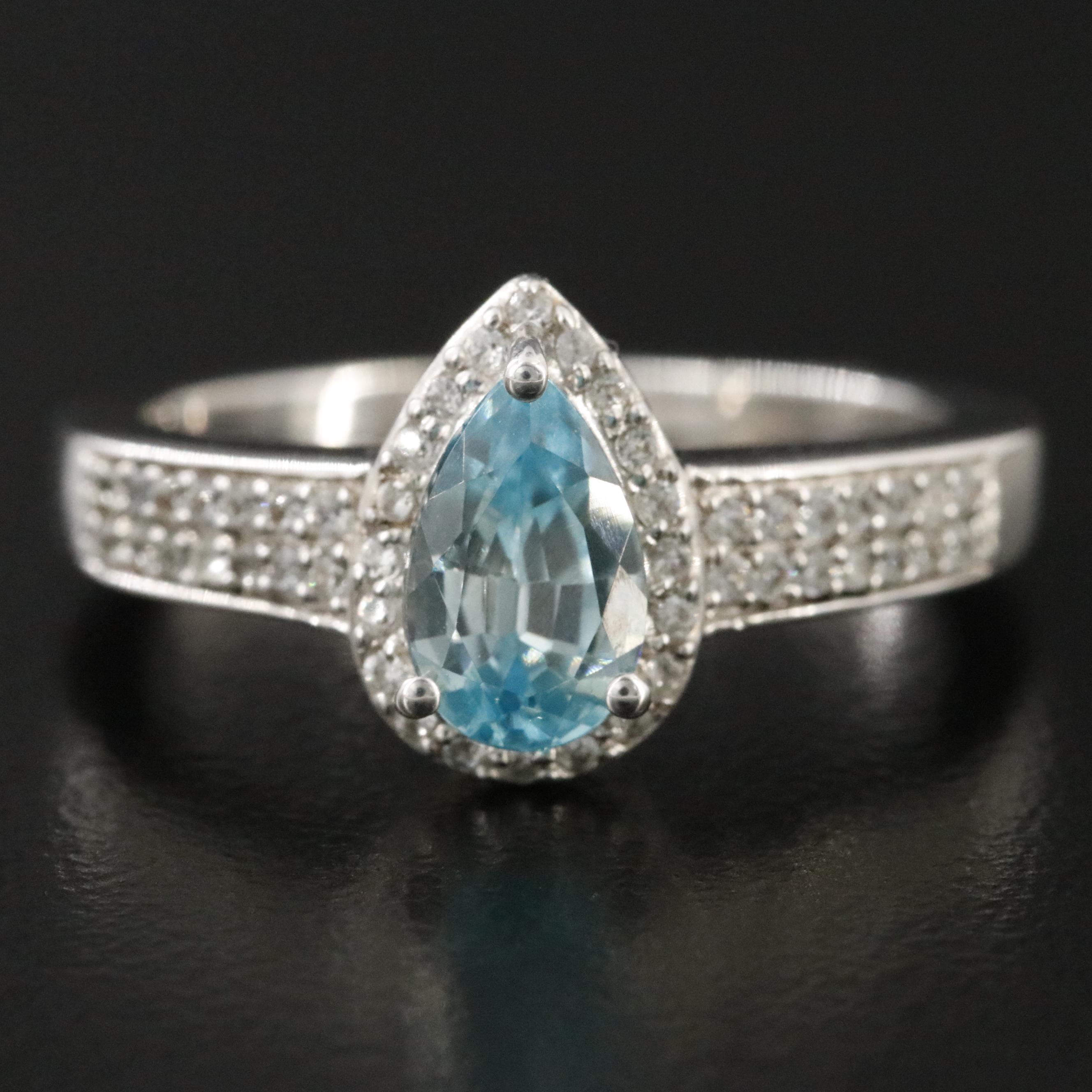 Sterling Swiss Blue and White Topaz Ring