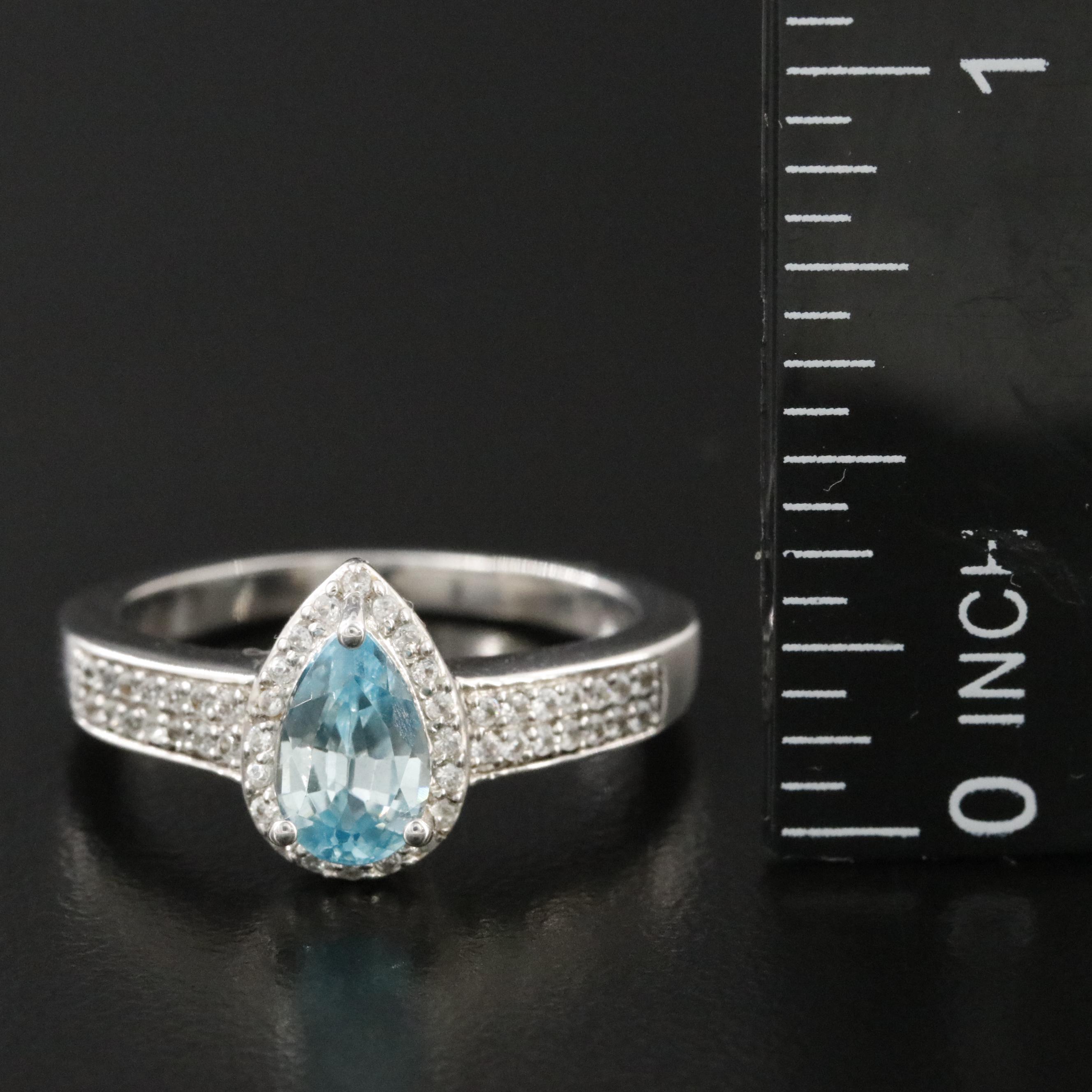 Sterling Swiss Blue and White Topaz Ring
