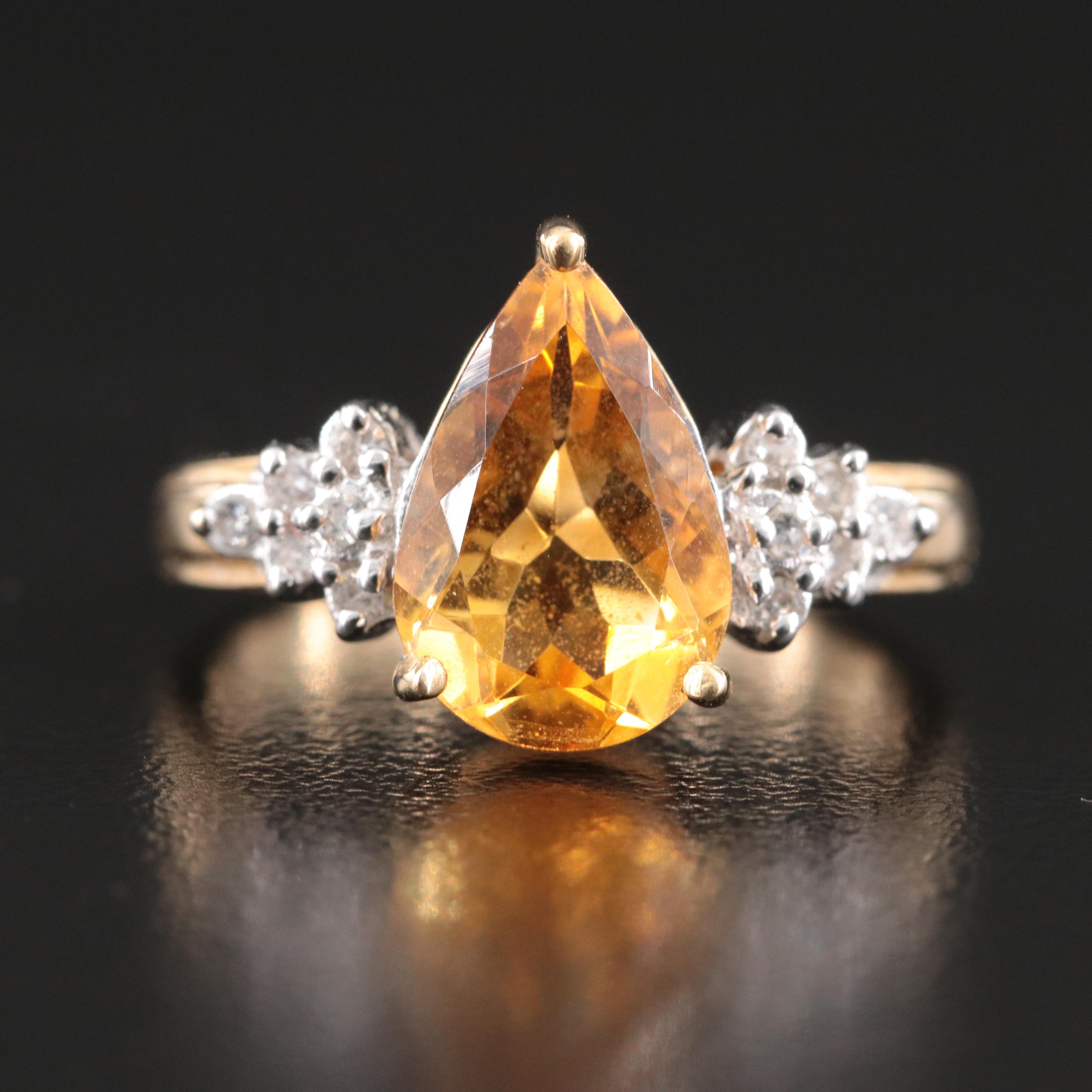 14K Citrine and Diamond Ring