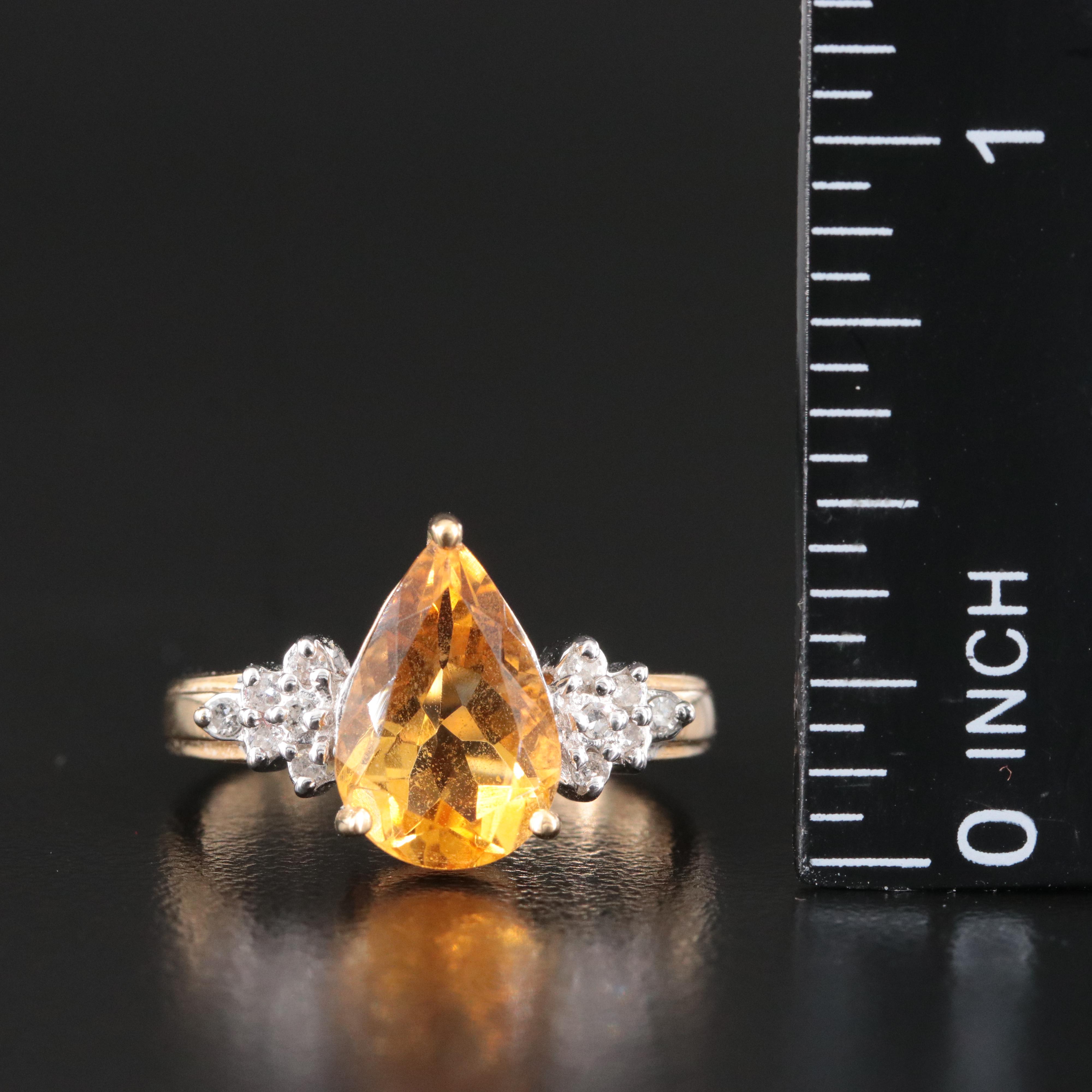 14K Citrine and Diamond Ring