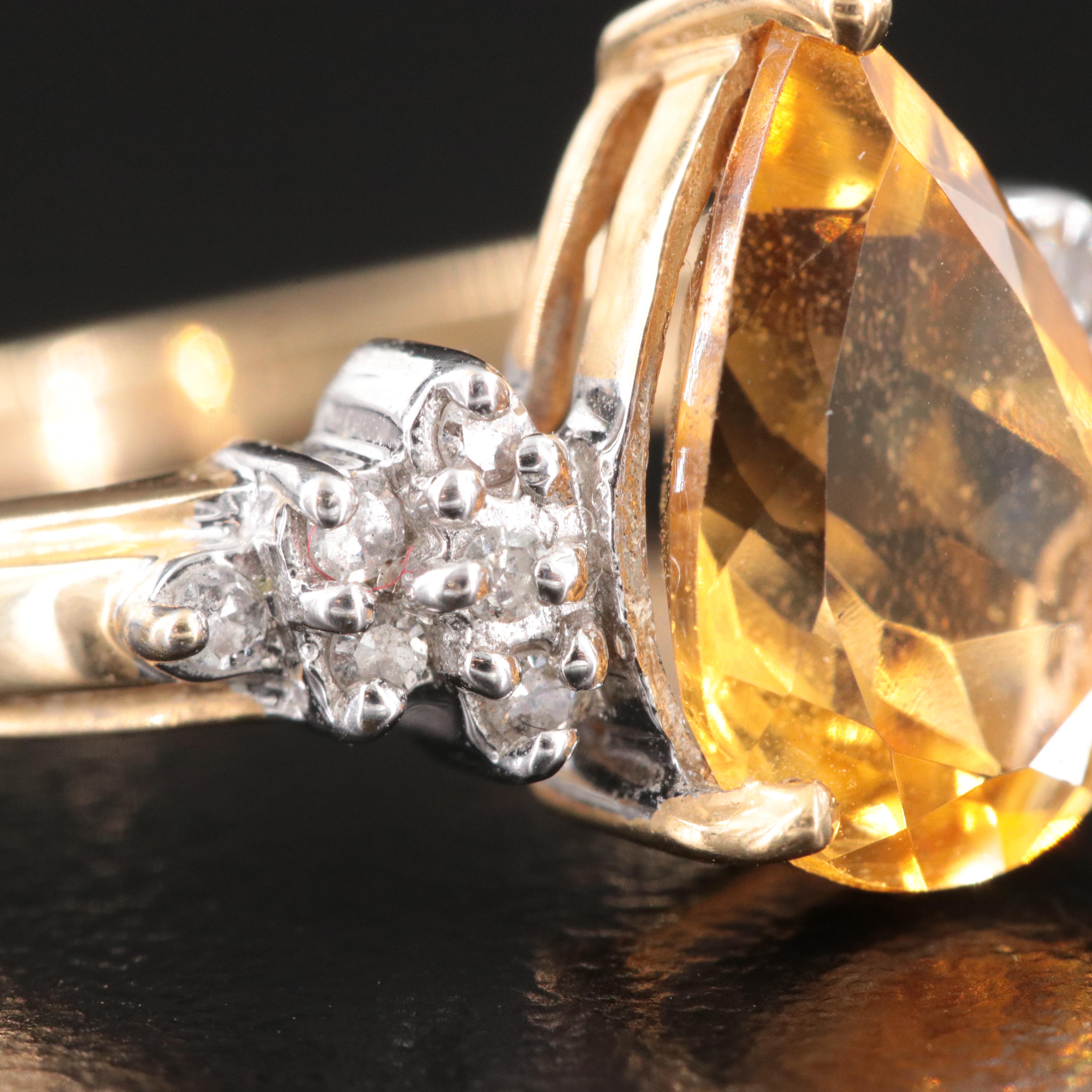 14K Citrine and Diamond Ring