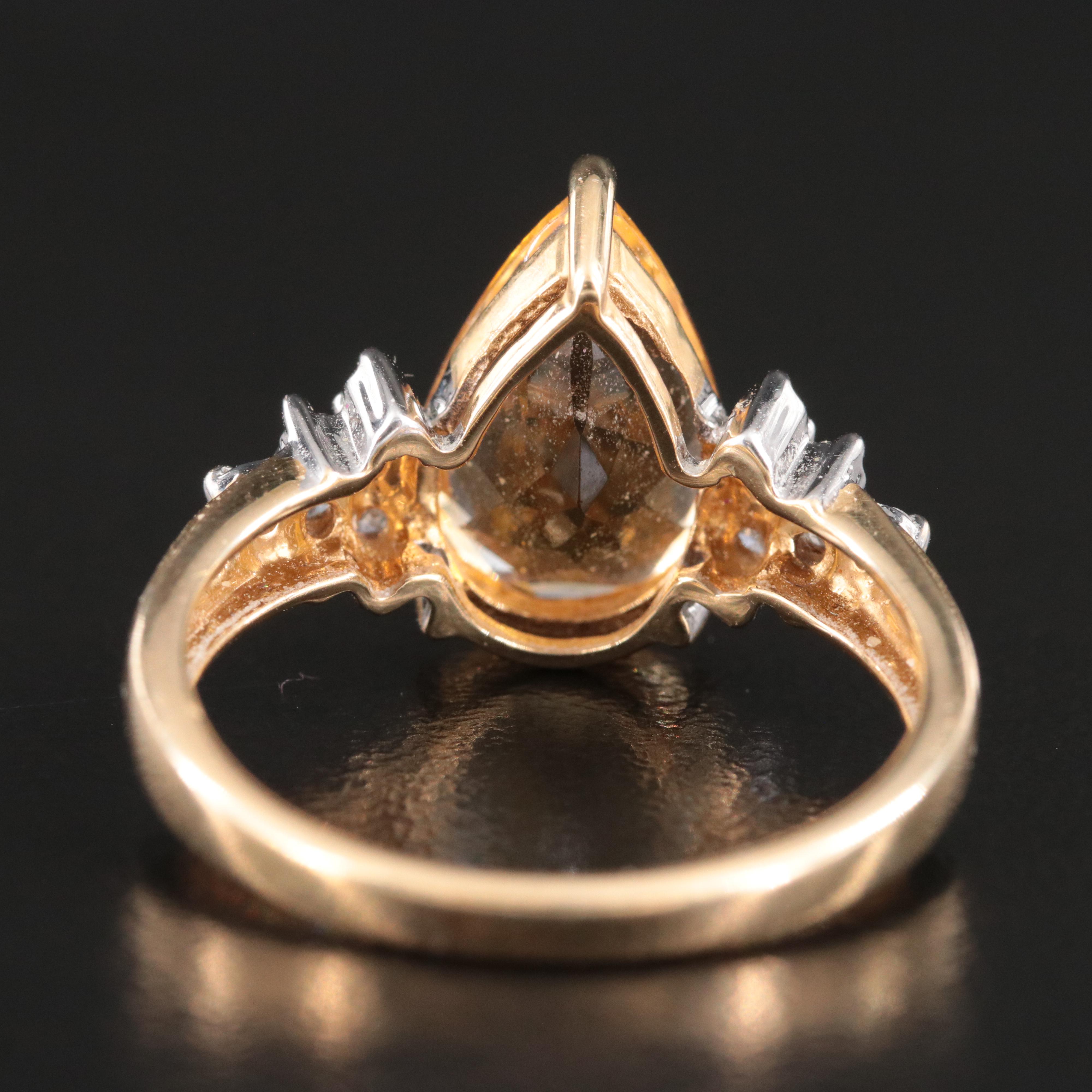 14K Citrine and Diamond Ring