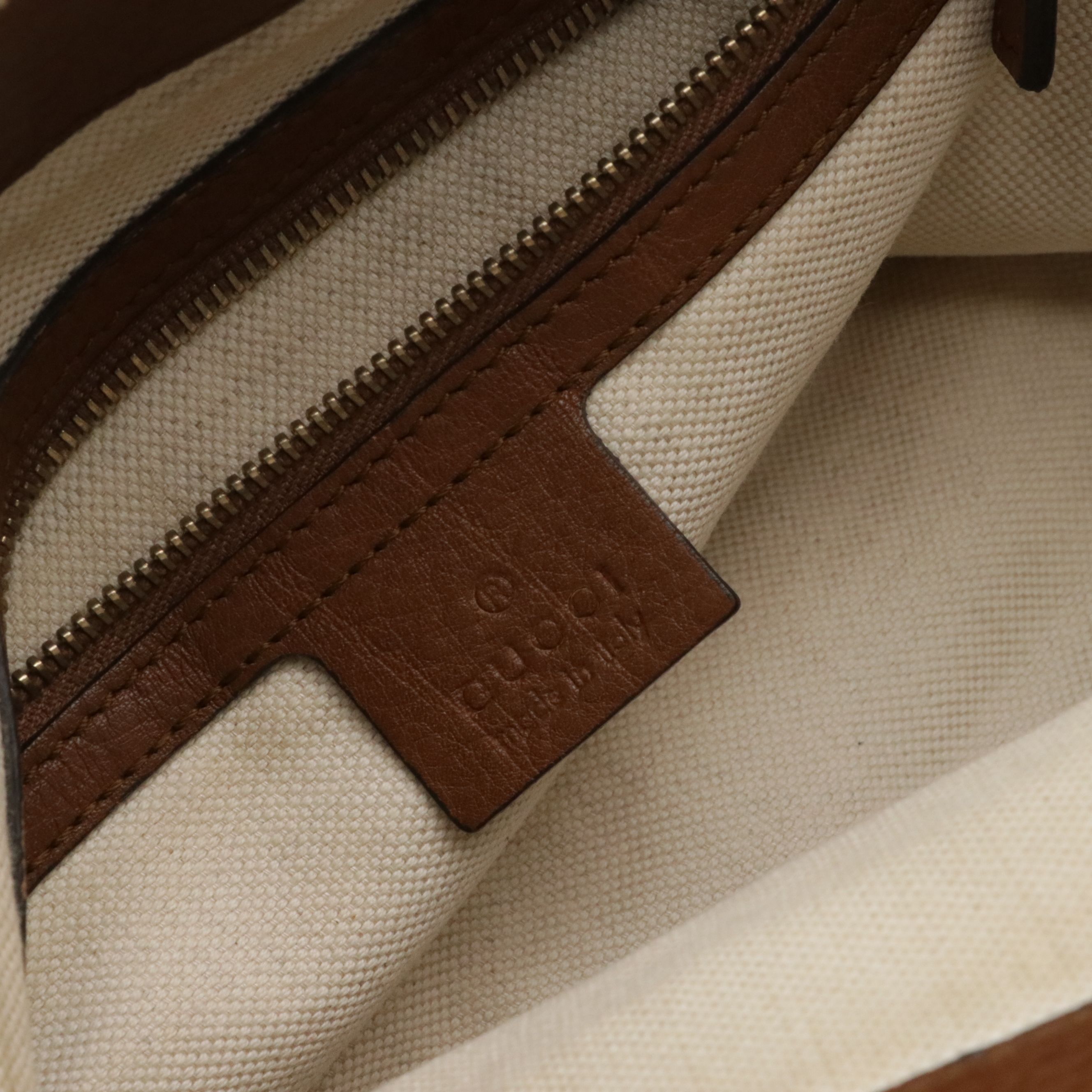 Gucci Bella Braided Strap Two-Way Tote in GG Canvas and Brown Leather