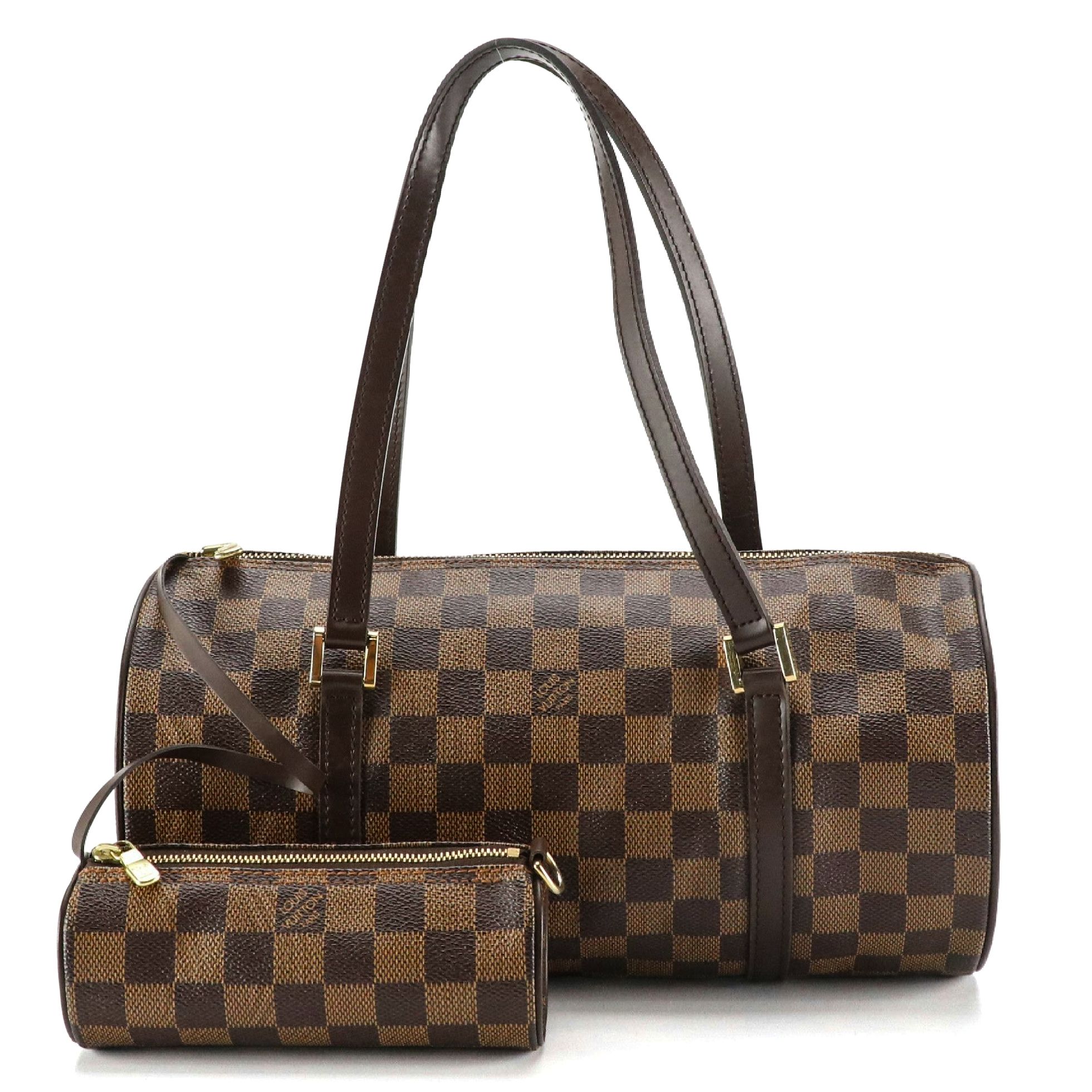 Louis Vuitton Papillon 30 with Pouch in Damier Ebene Canvas and Brown Leather