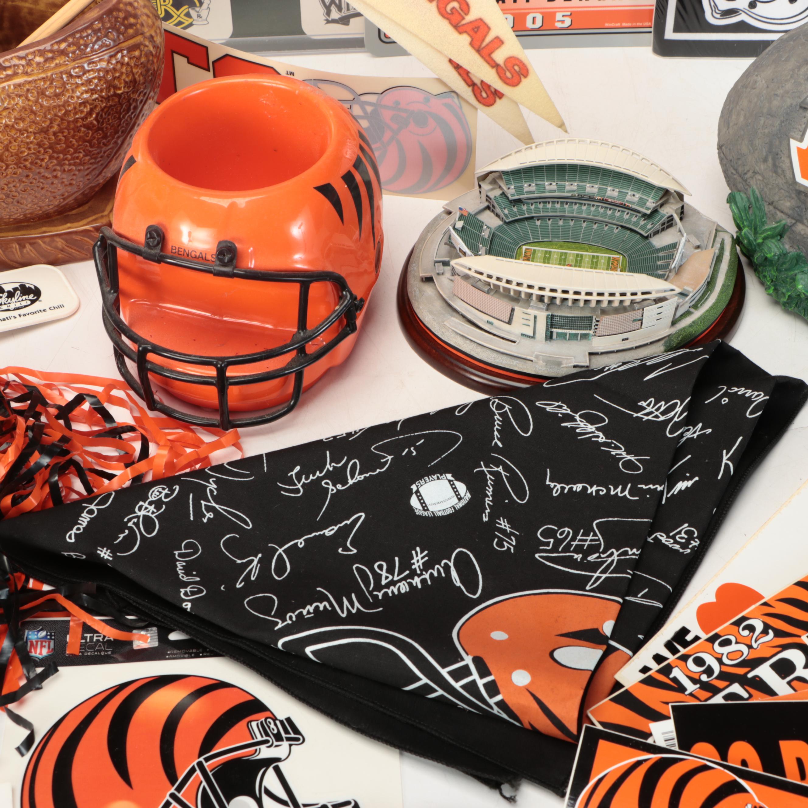 1988 Cincinnati Bengals Team Poster with Stadium Figurine and More Team Décor