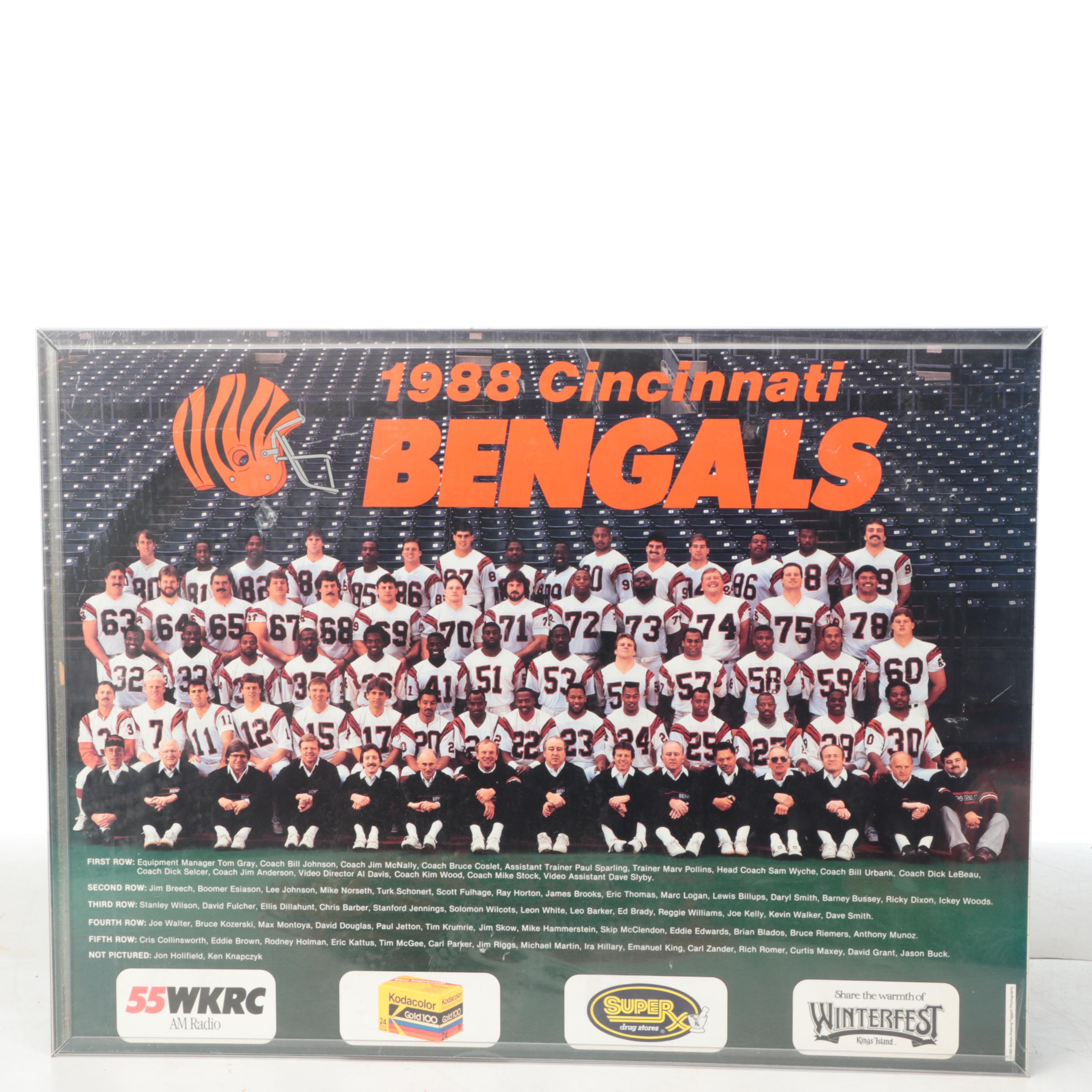 1988 Cincinnati Bengals Team Poster with Stadium Figurine and More Team Décor