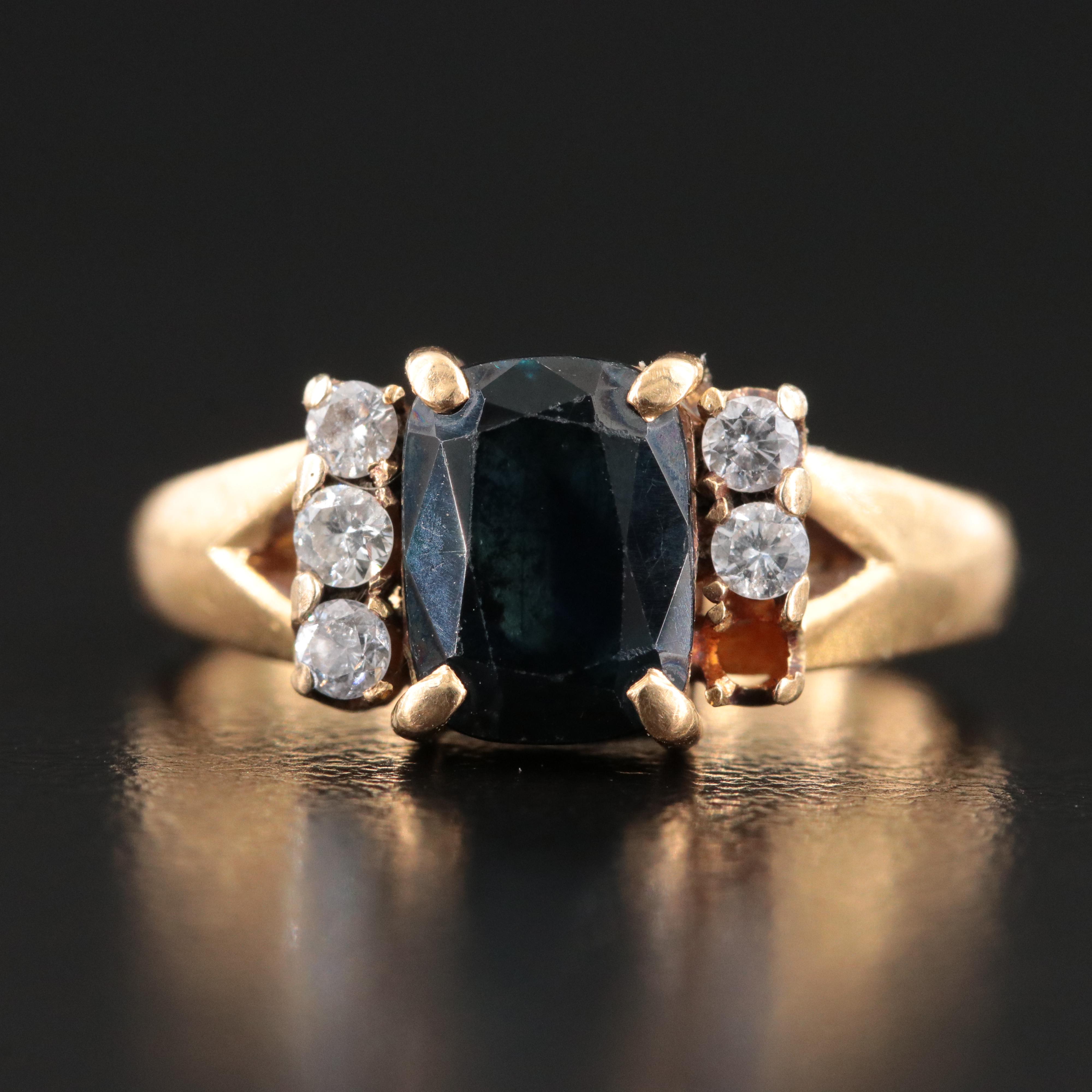 18K 1.71 CT Sapphire and Diamond Ring