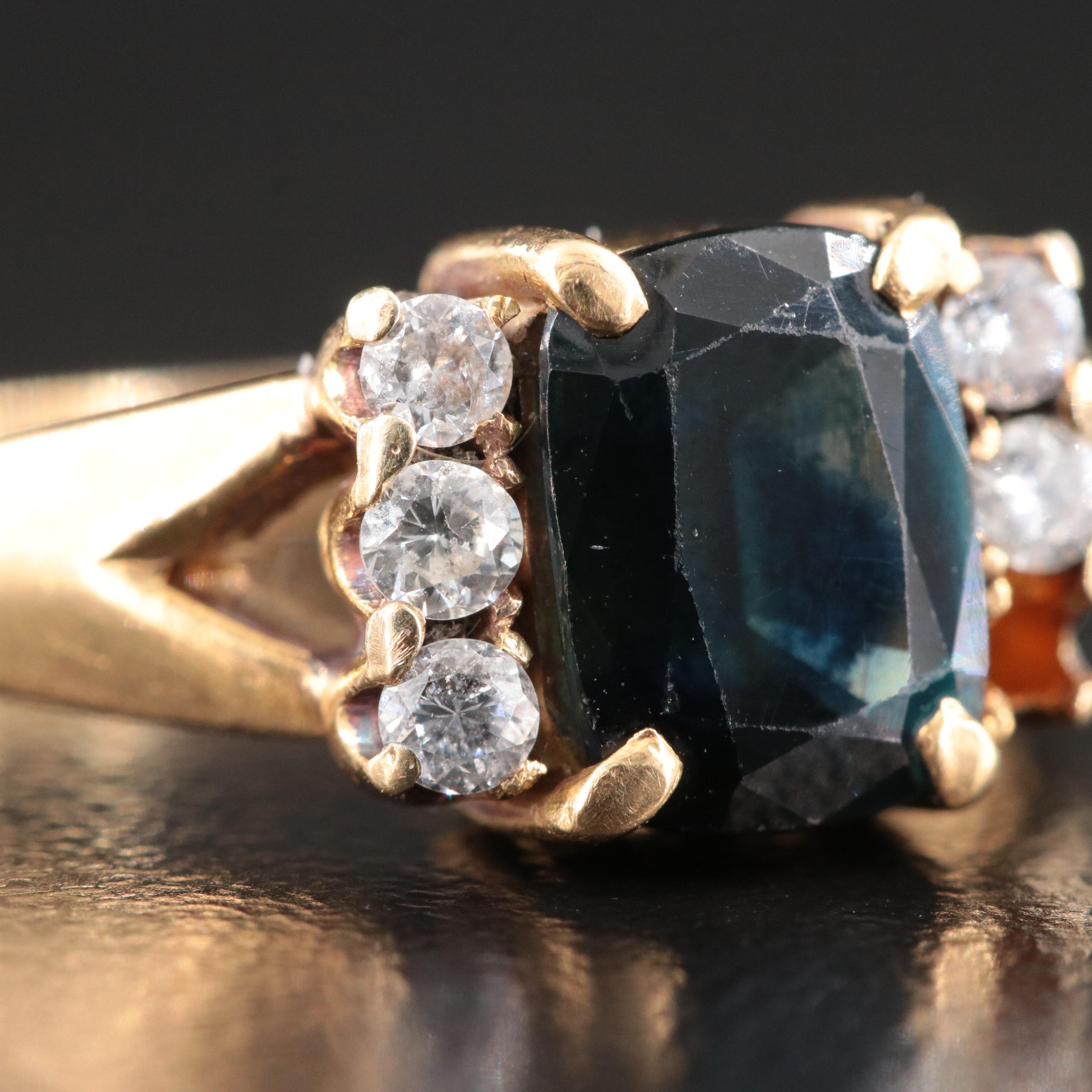 18K 1.71 CT Sapphire and Diamond Ring