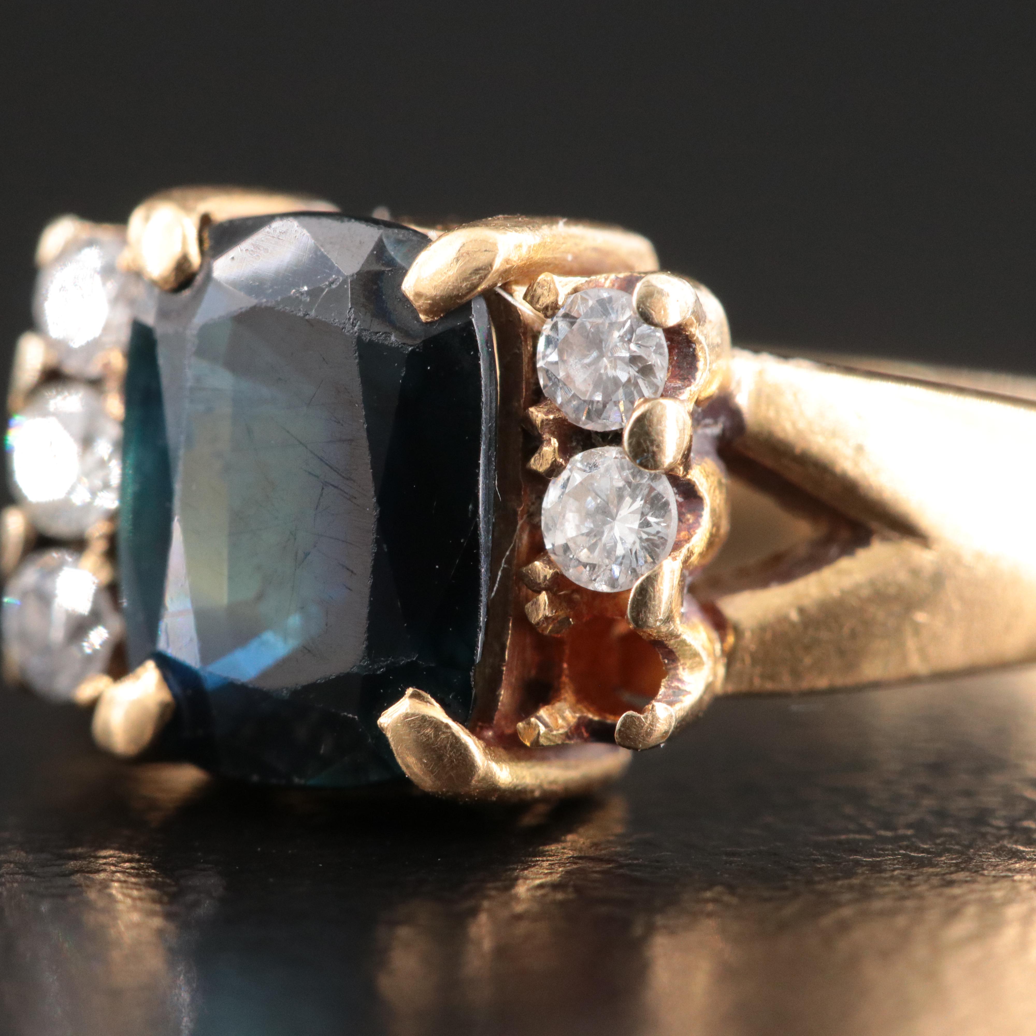 18K 1.71 CT Sapphire and Diamond Ring