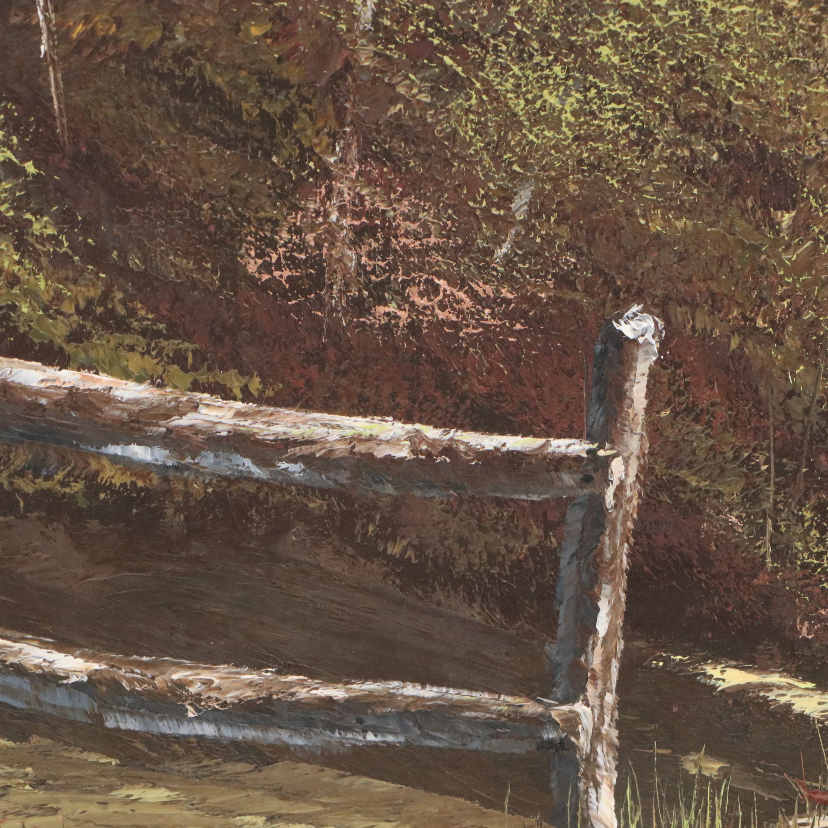 Evelyn Sellmeyer Acrylic Painting of Woodland Landscape, 1976