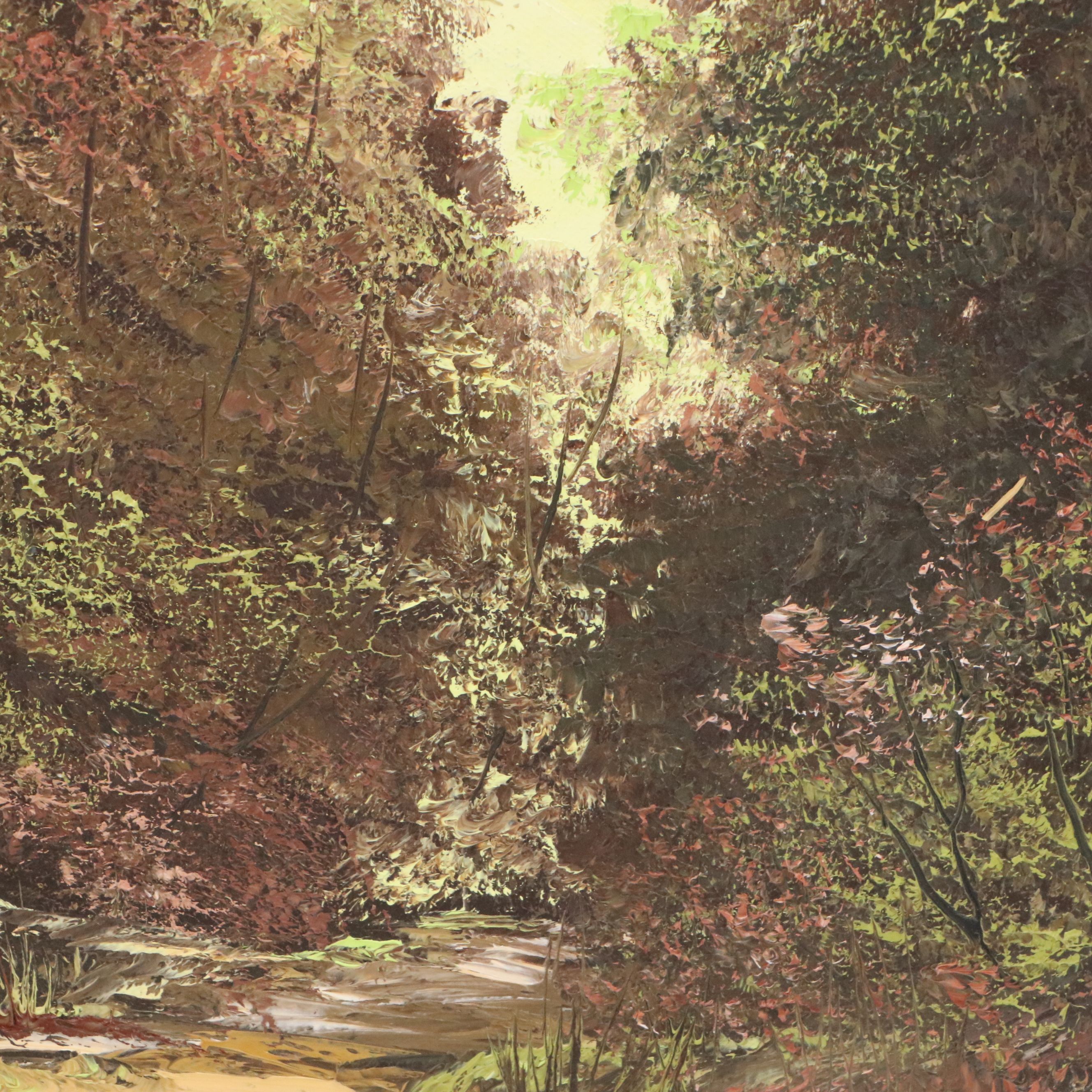 Evelyn Sellmeyer Acrylic Painting of Woodland Landscape, 1976