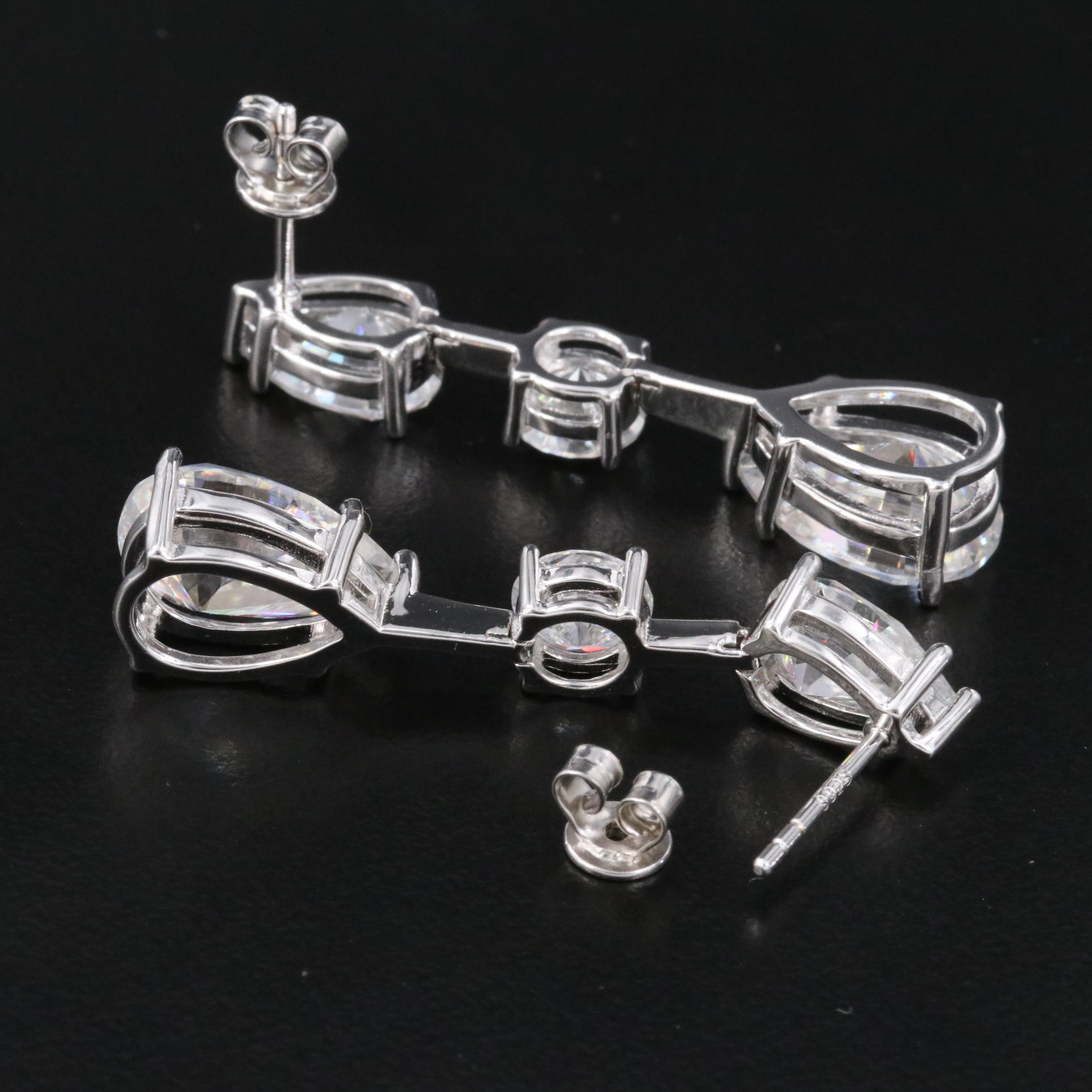 Sterling Moissanite Drop Earrings