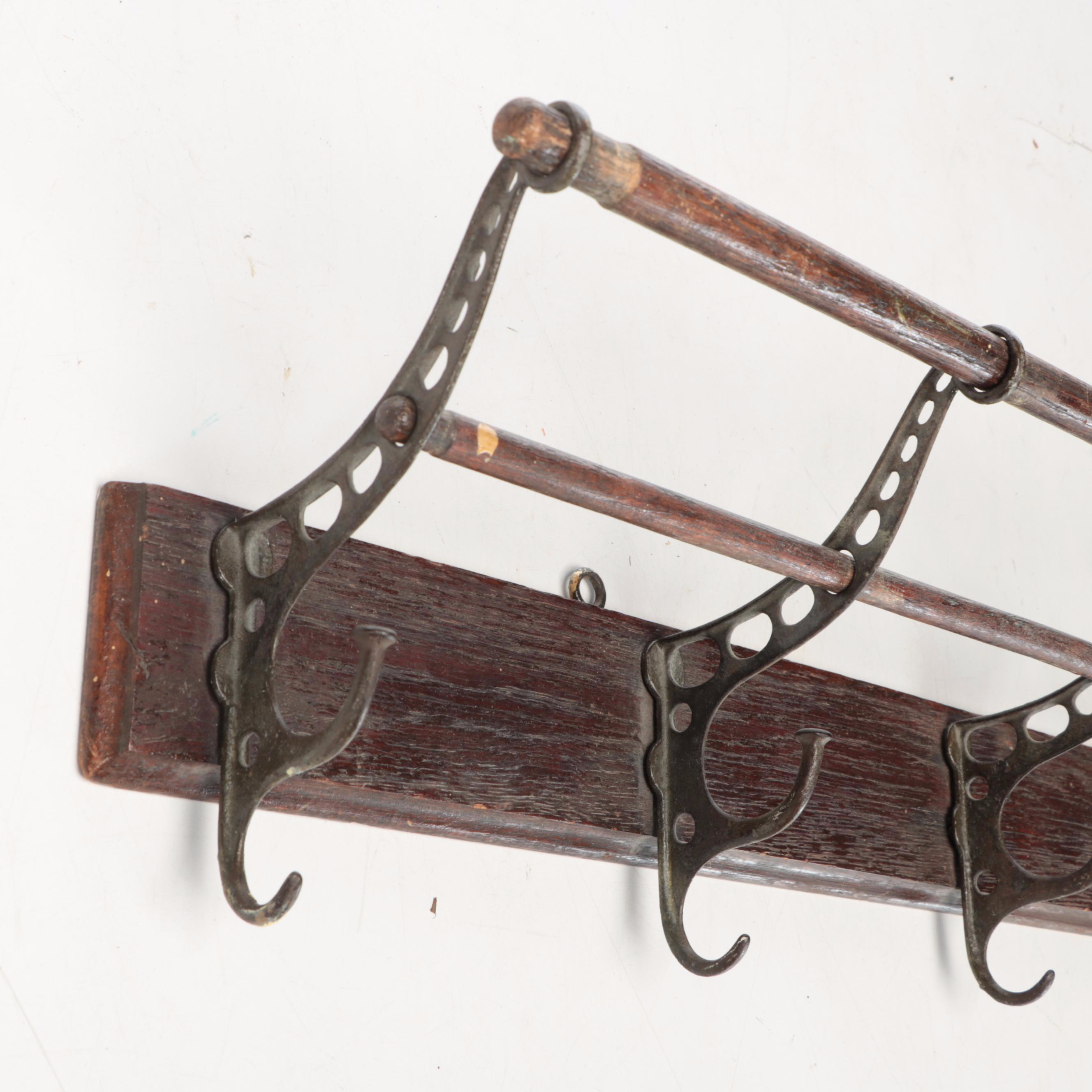 Victorian Style Railroad Wall Mounted Coat and Luggage Rack