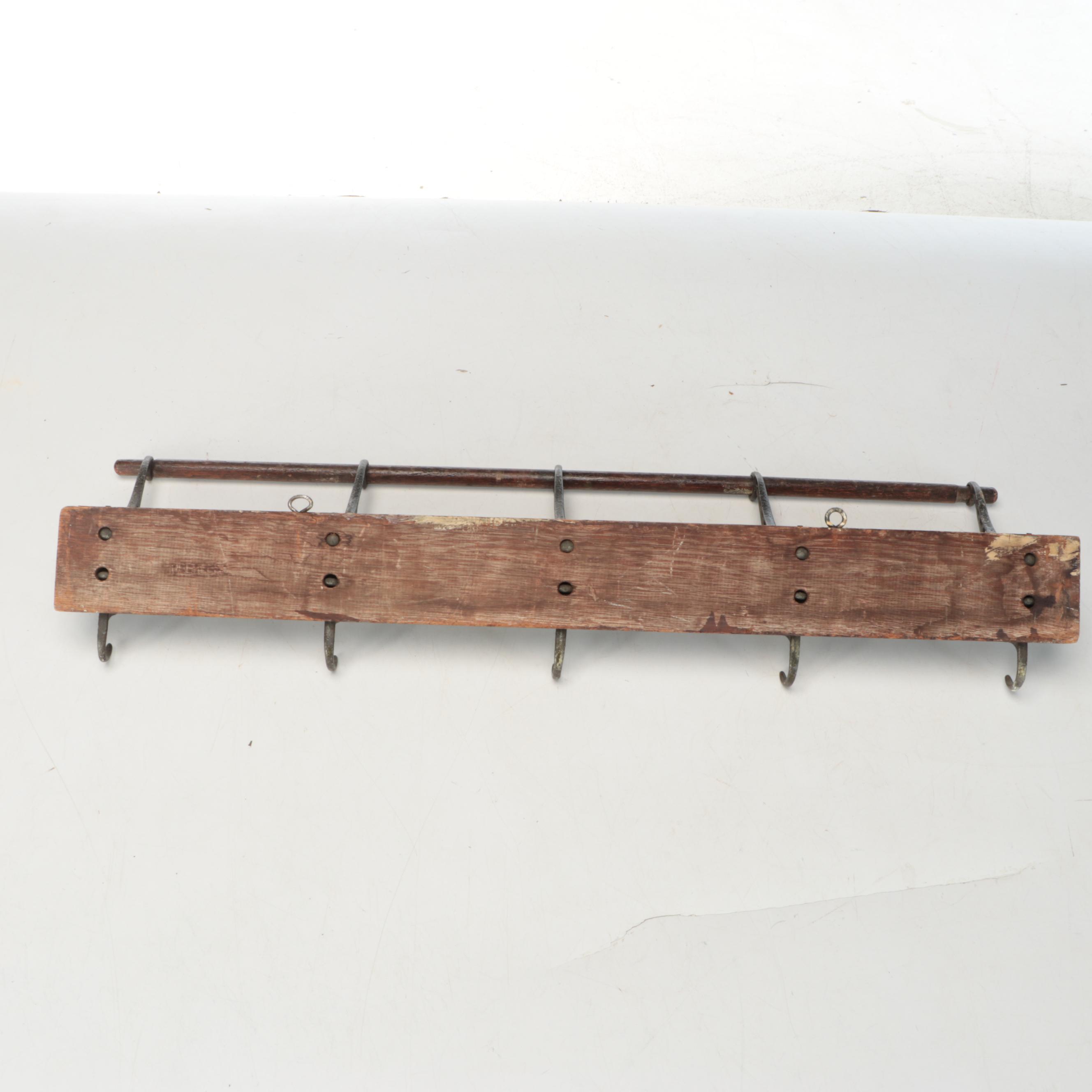 Victorian Style Railroad Wall Mounted Coat and Luggage Rack