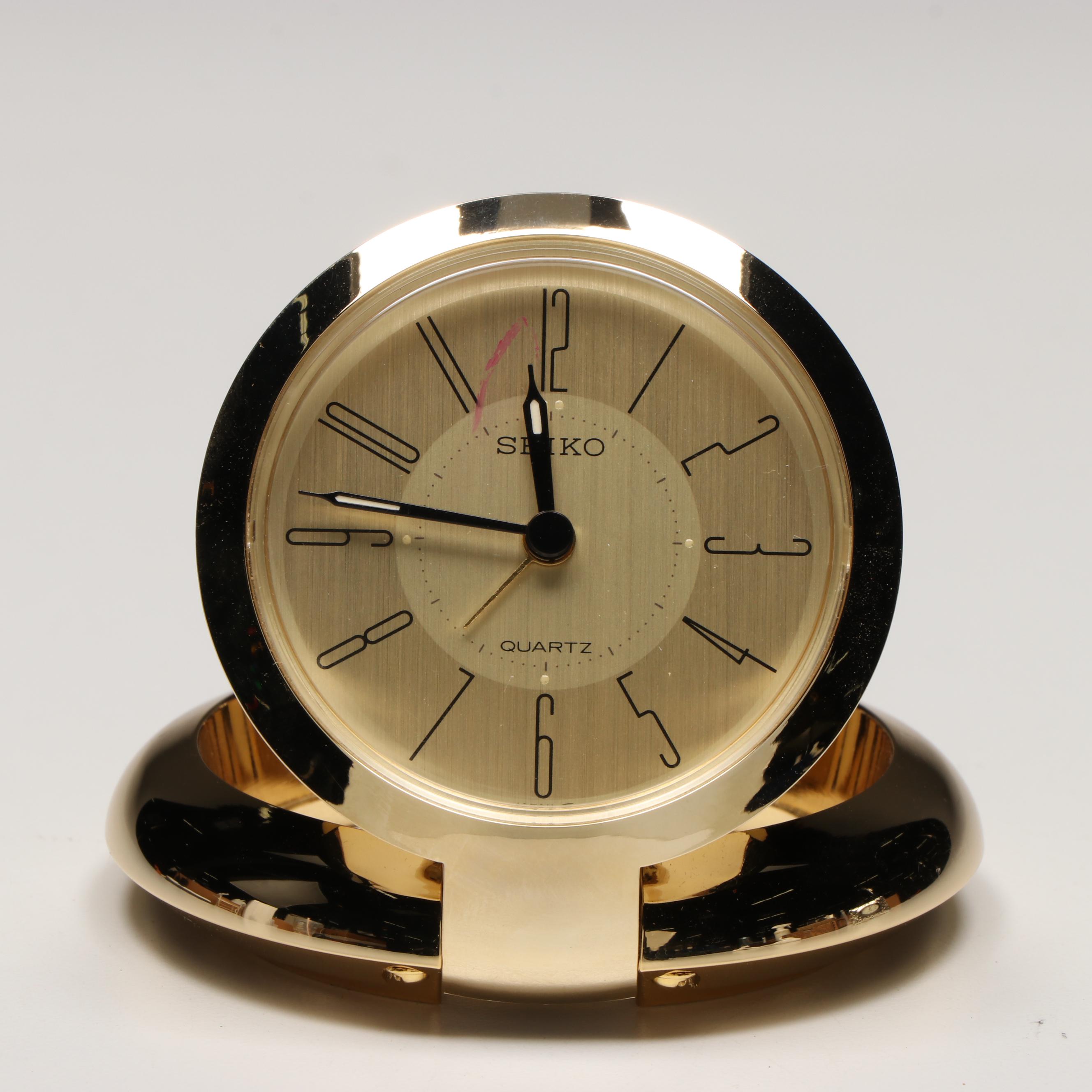 Seiko Gilt Finish and Brighton Silver Finish Desk Clocks