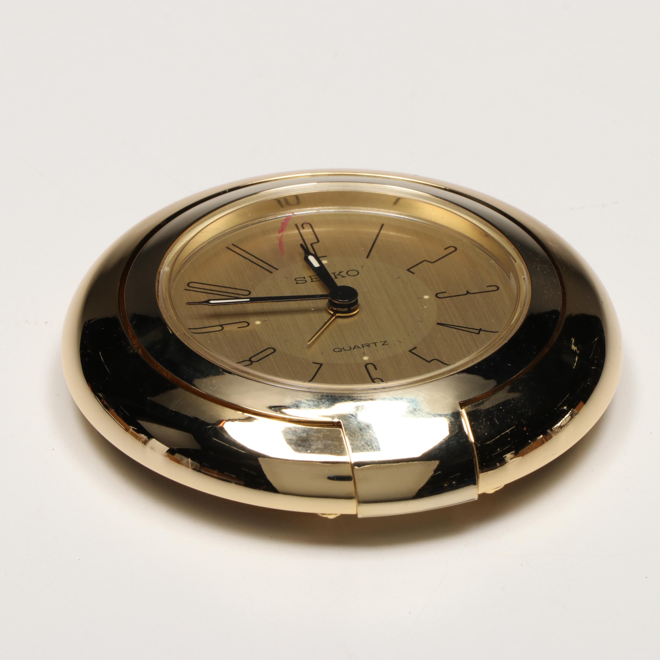 Seiko Gilt Finish and Brighton Silver Finish Desk Clocks