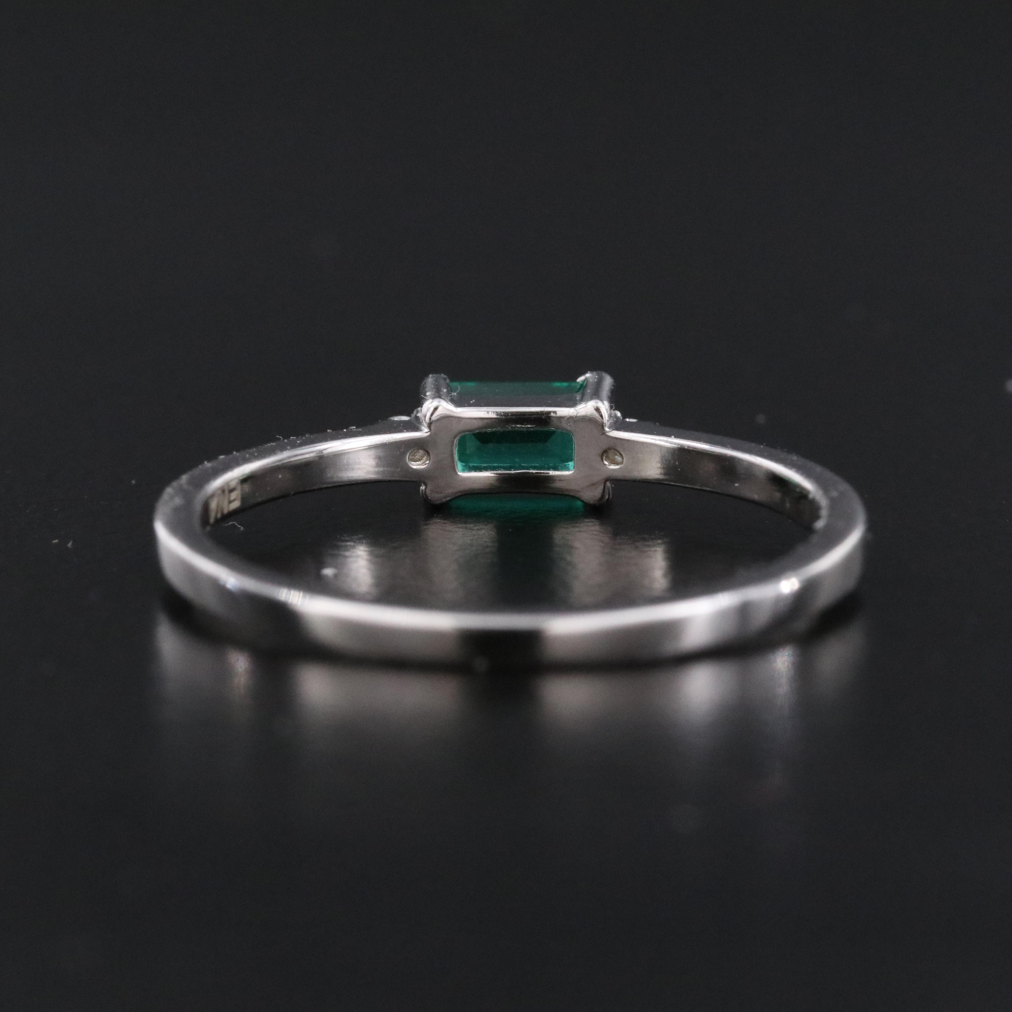 Sterling Emerald and Moissanite Ring
