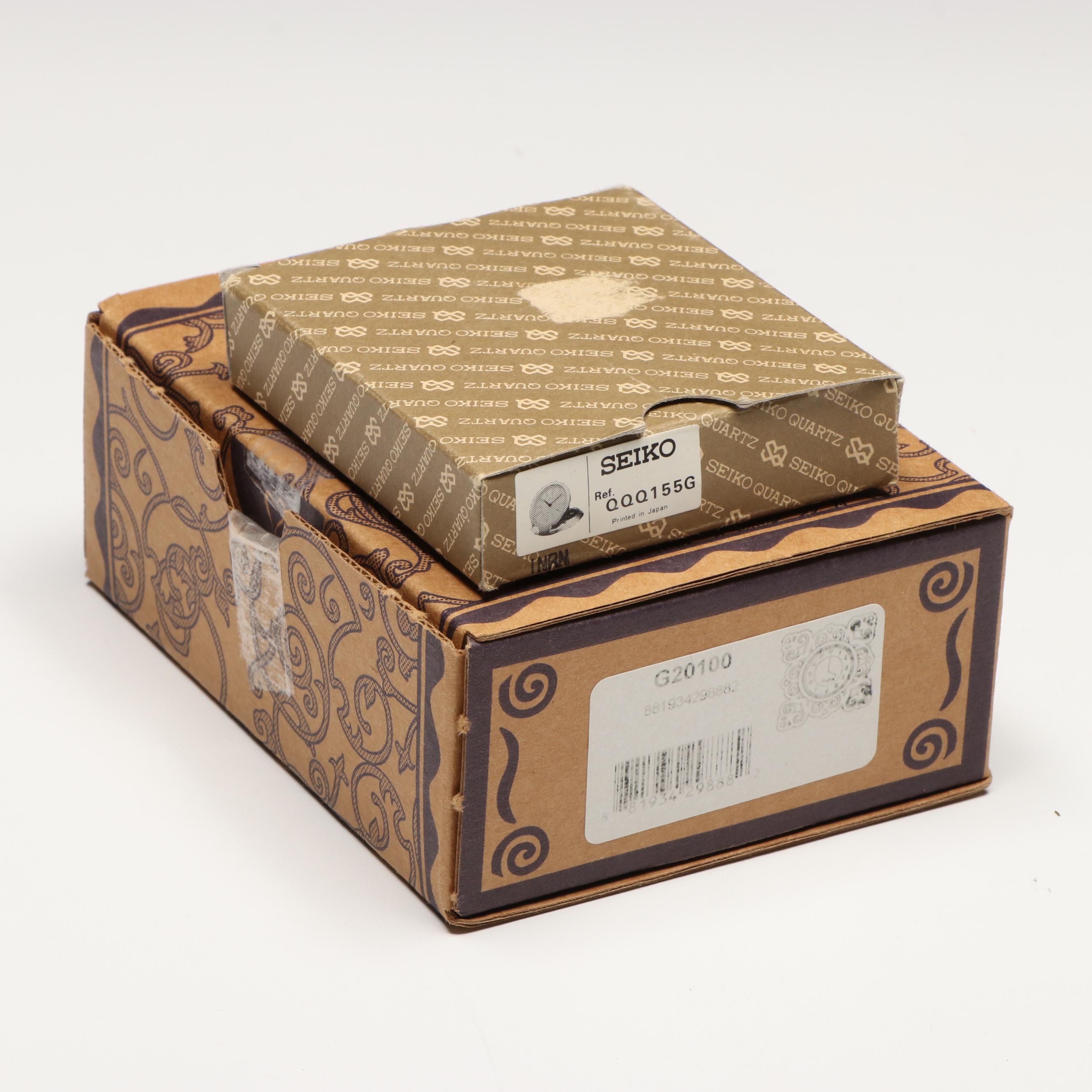 Seiko Gilt Finish and Brighton Silver Finish Desk Clocks