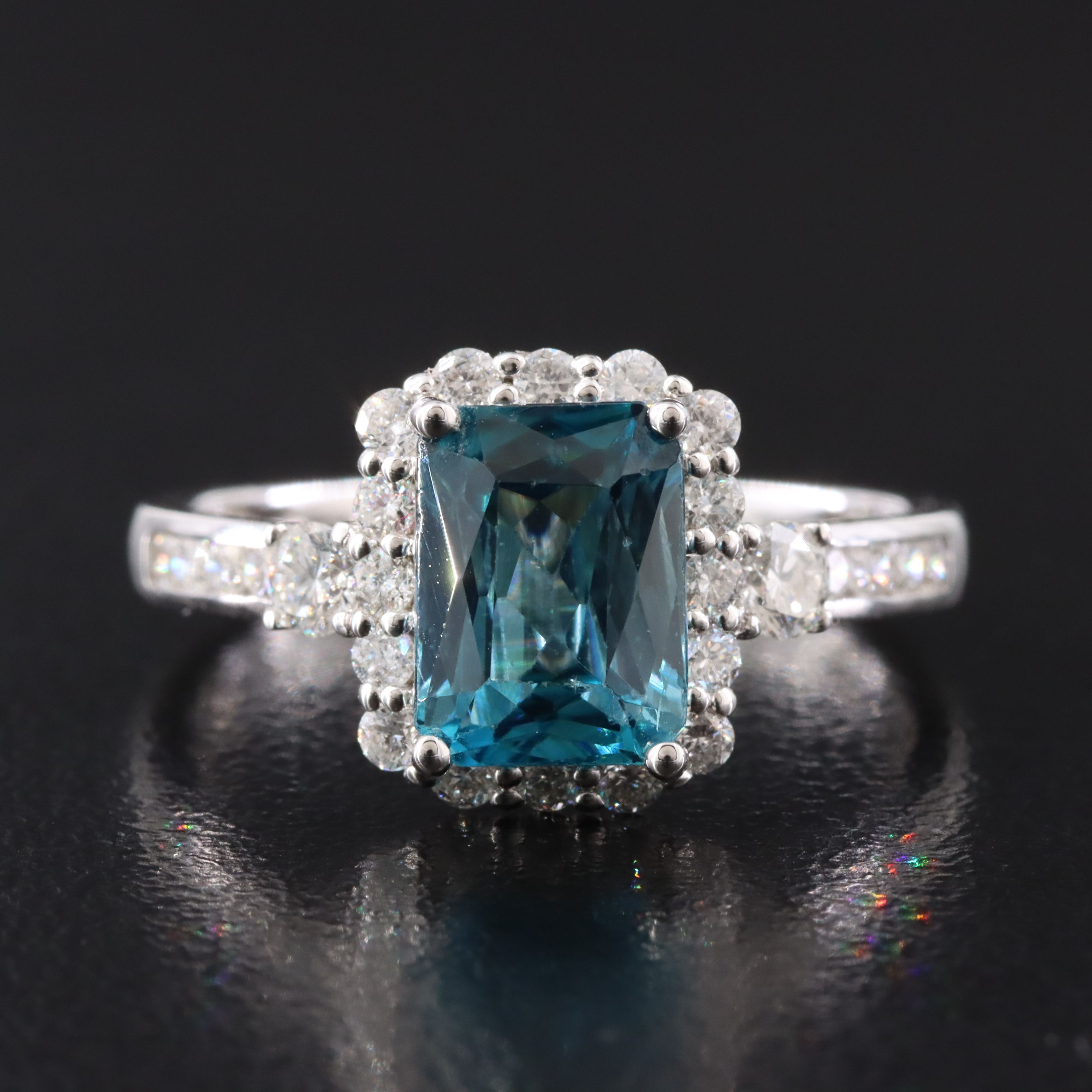 Michael Christoff 18K Zircon and Diamond Halo Ring