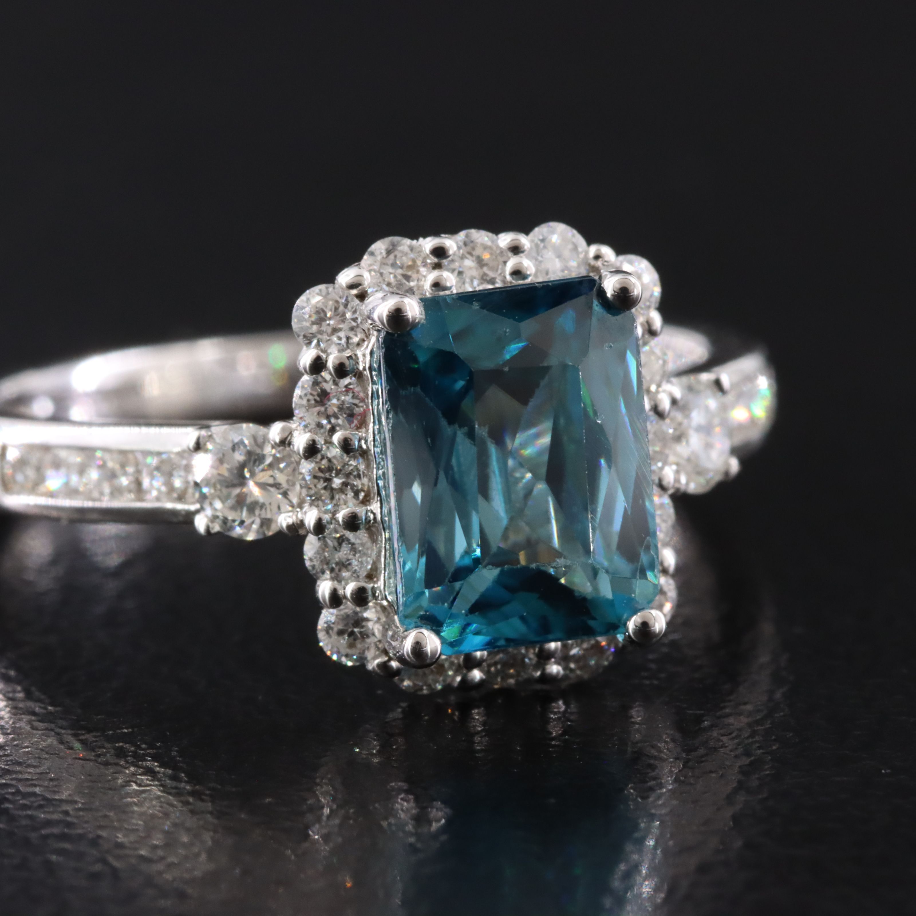 Michael Christoff 18K Zircon and Diamond Halo Ring