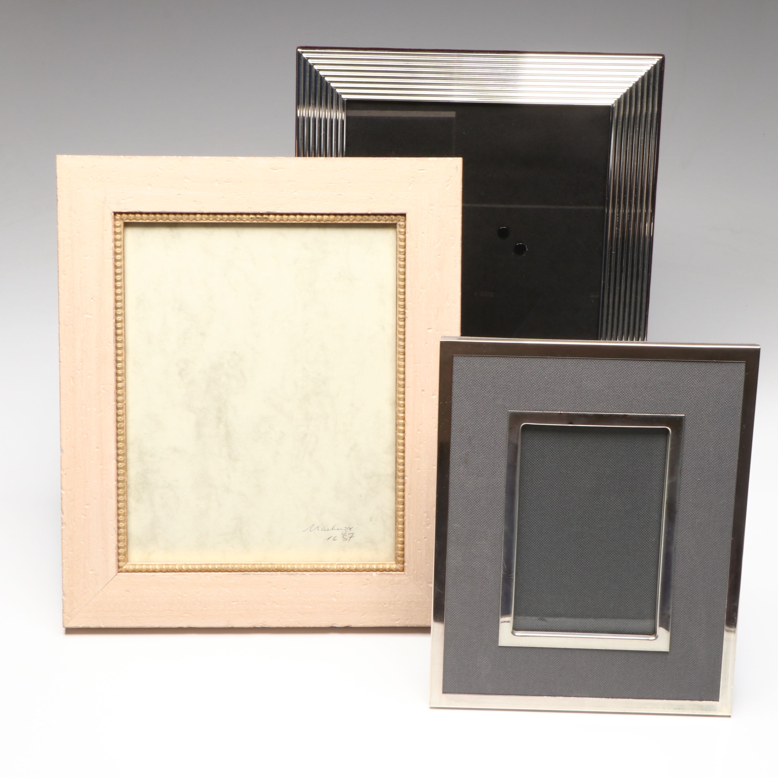 Mackenzie Rustic Pink Wood Frame with Other Contemporary Metal Frames