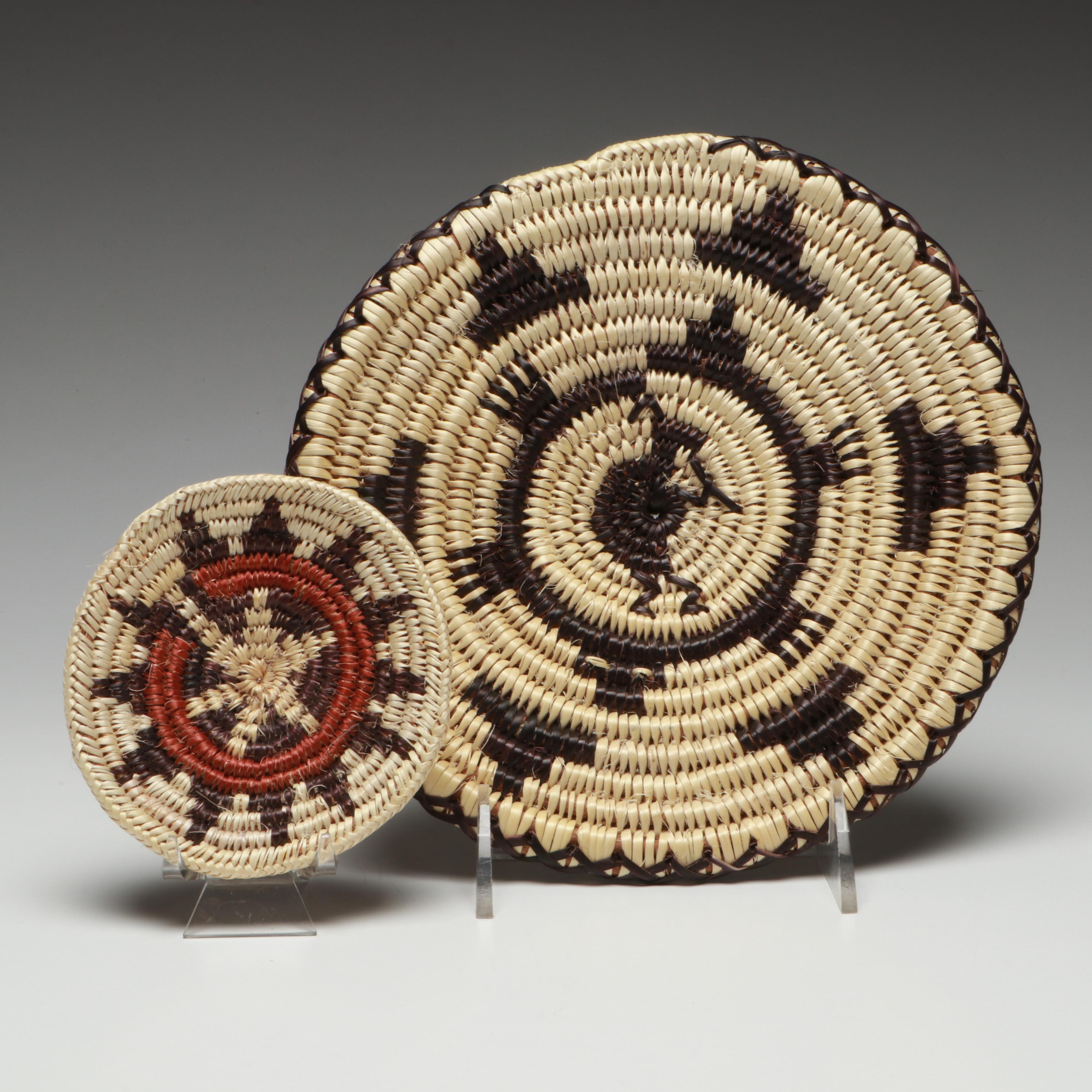 Cecelia Whiskers and Stella Eyetoo Paiute Sumac Round Baskets
