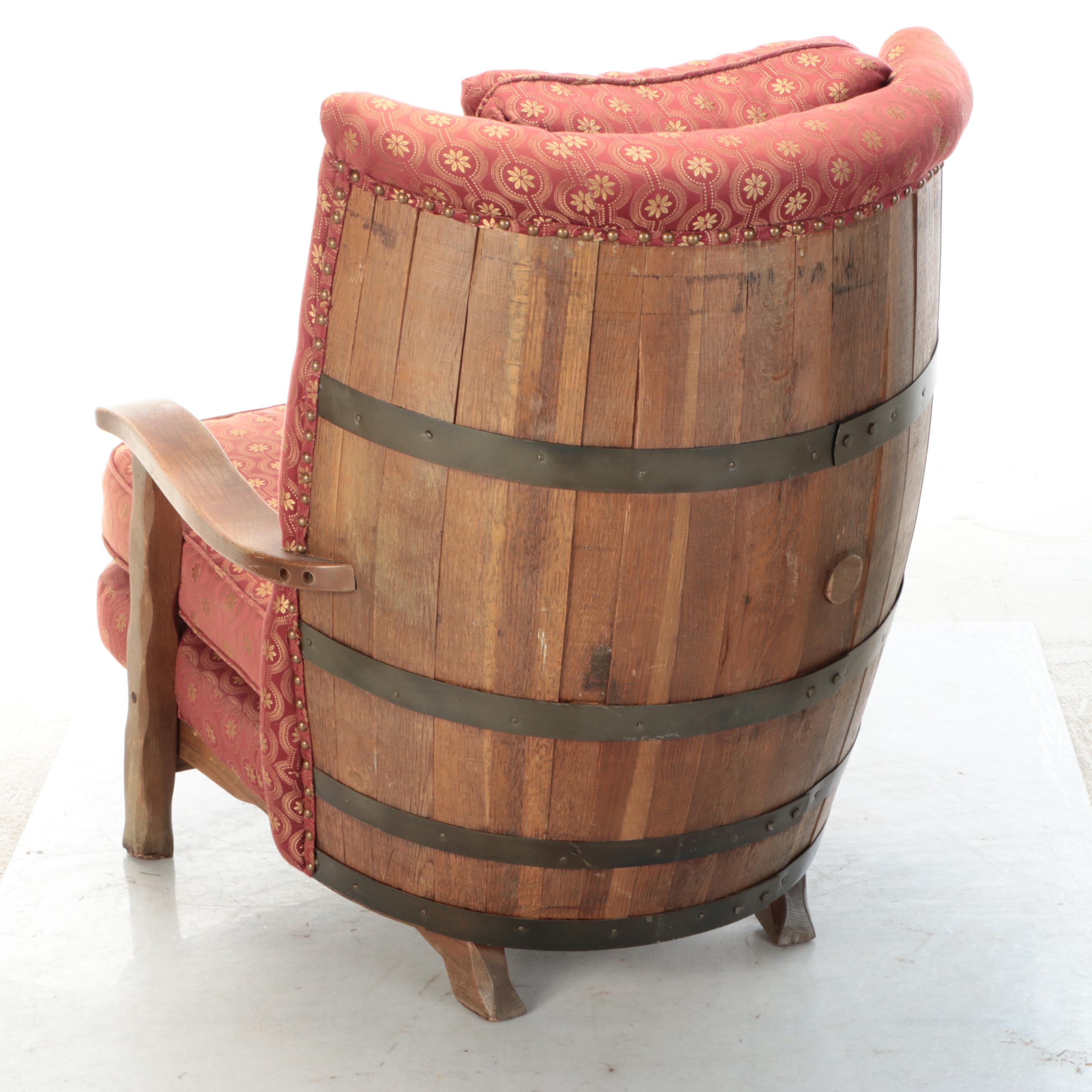 Early American Style Oak Barrel Armchair, Late 20th Century
