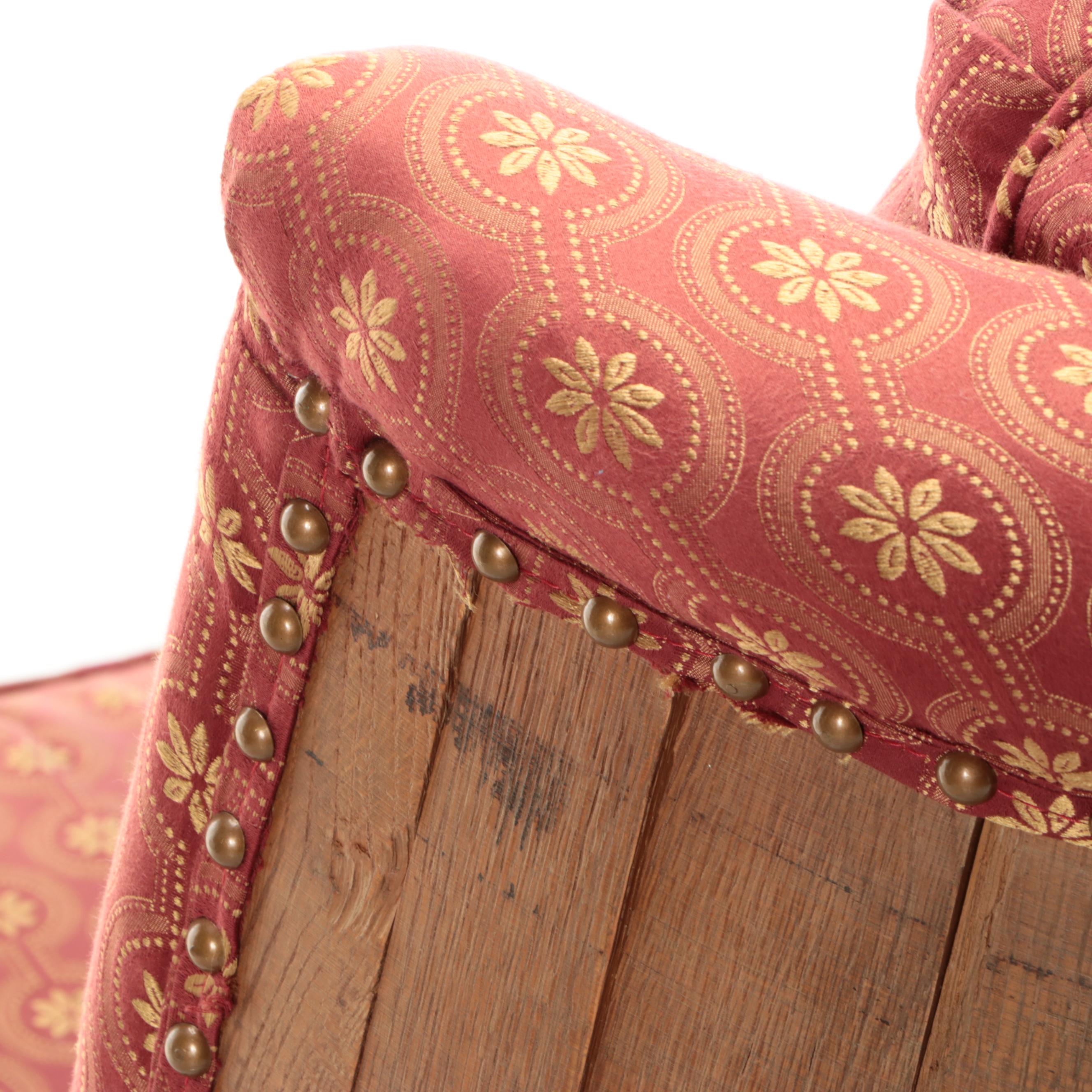 Early American Style Oak Barrel Armchair, Late 20th Century