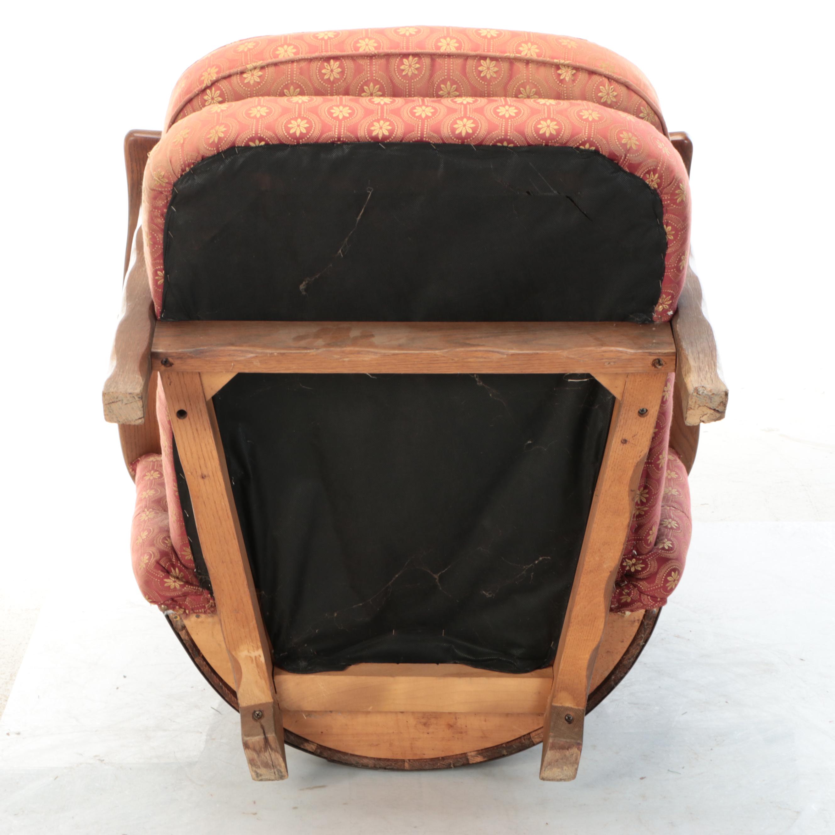 Early American Style Oak Barrel Armchair, Late 20th Century