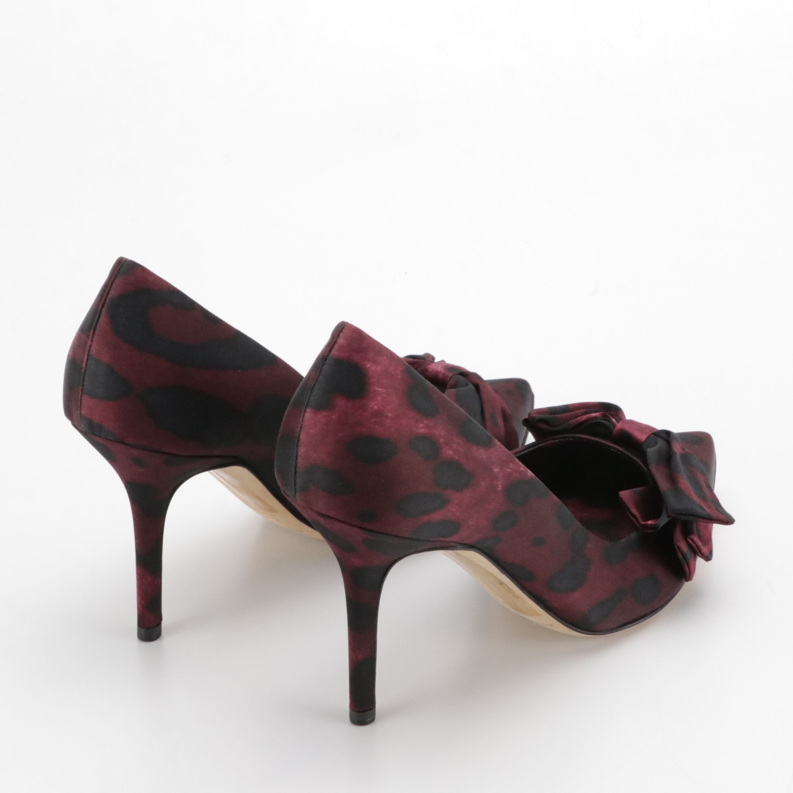 Dolce & Gabbana Burgundy Leopard Print Heels with Bows