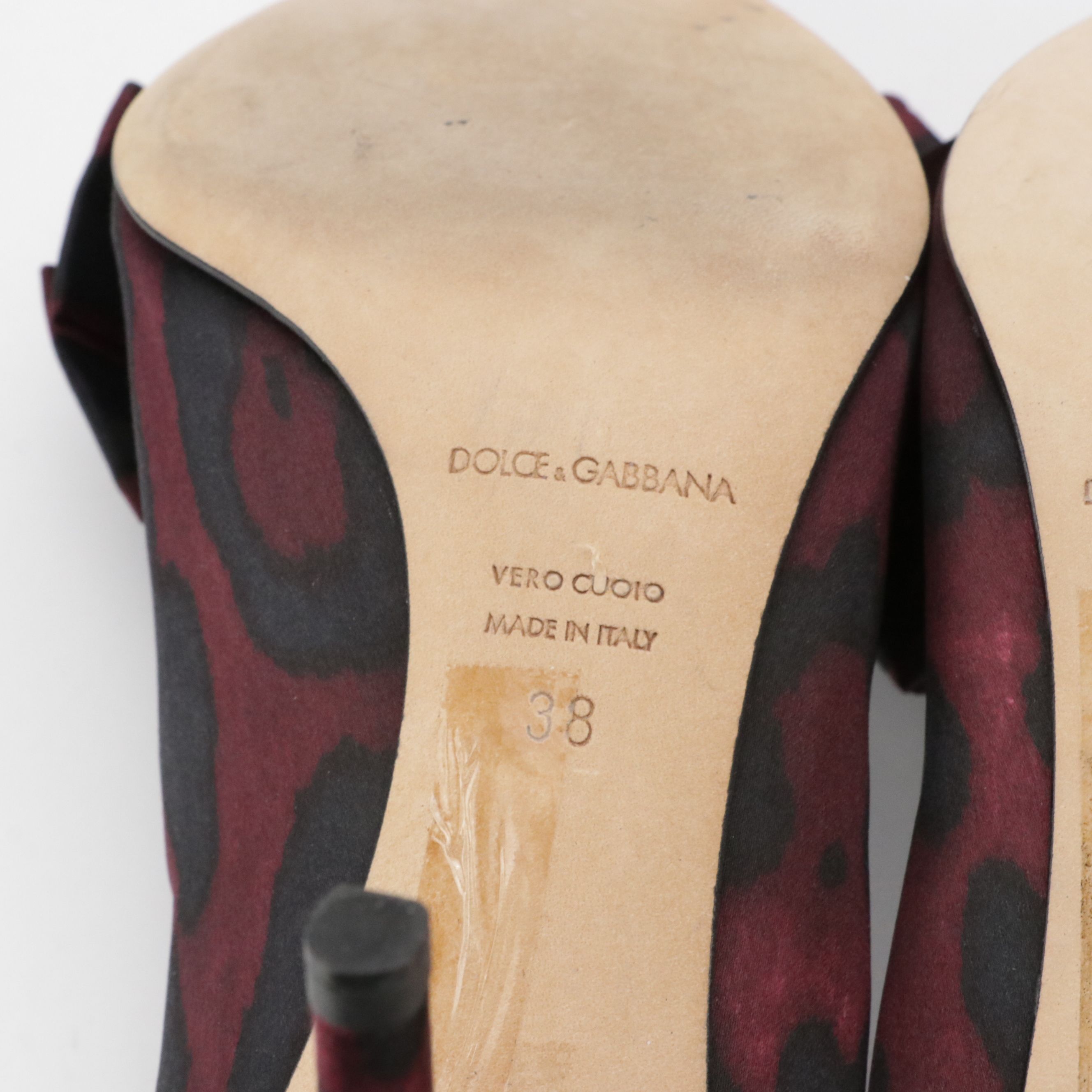 Dolce & Gabbana Burgundy Leopard Print Heels with Bows