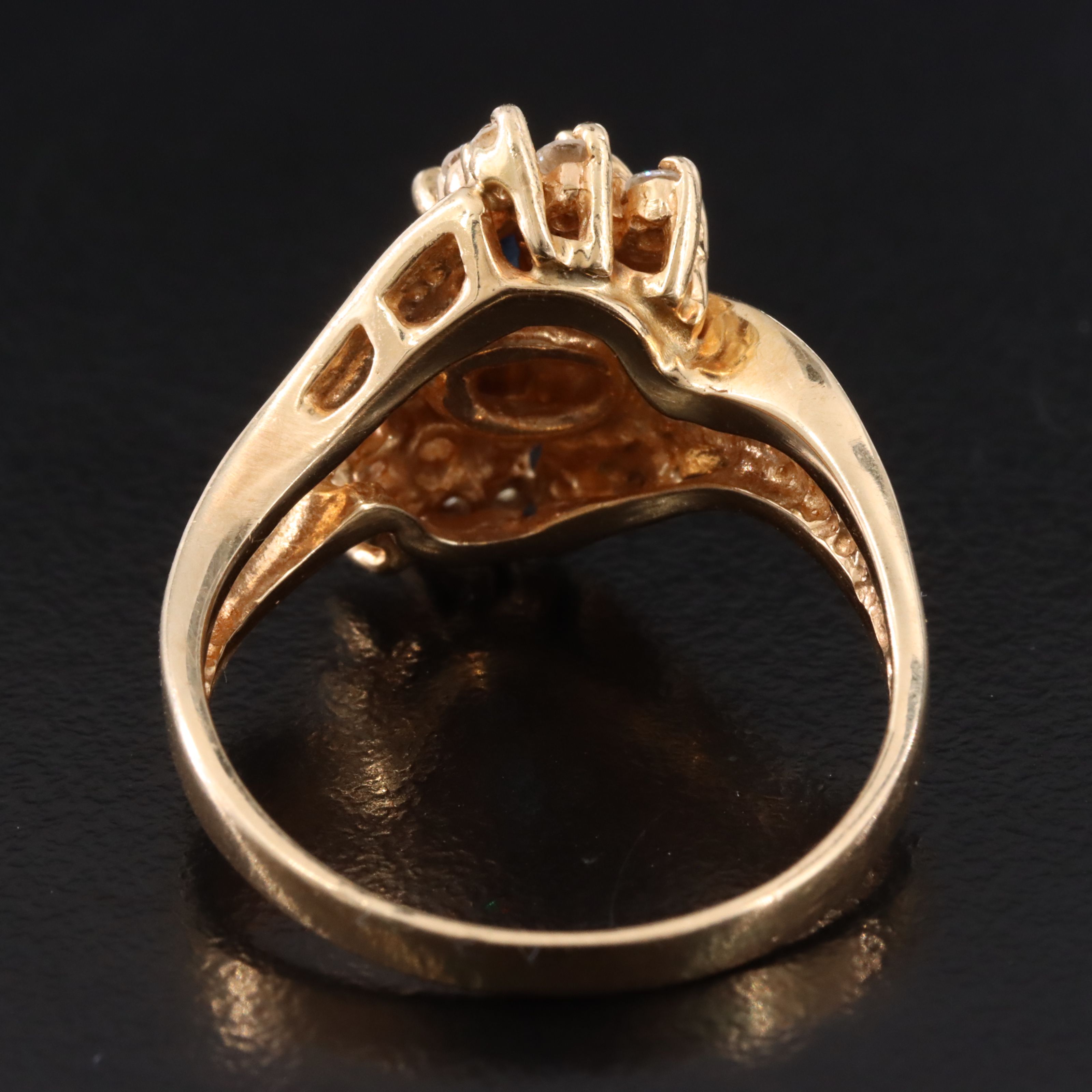 Vintage 14K Sapphire and Diamond Bypass Ring