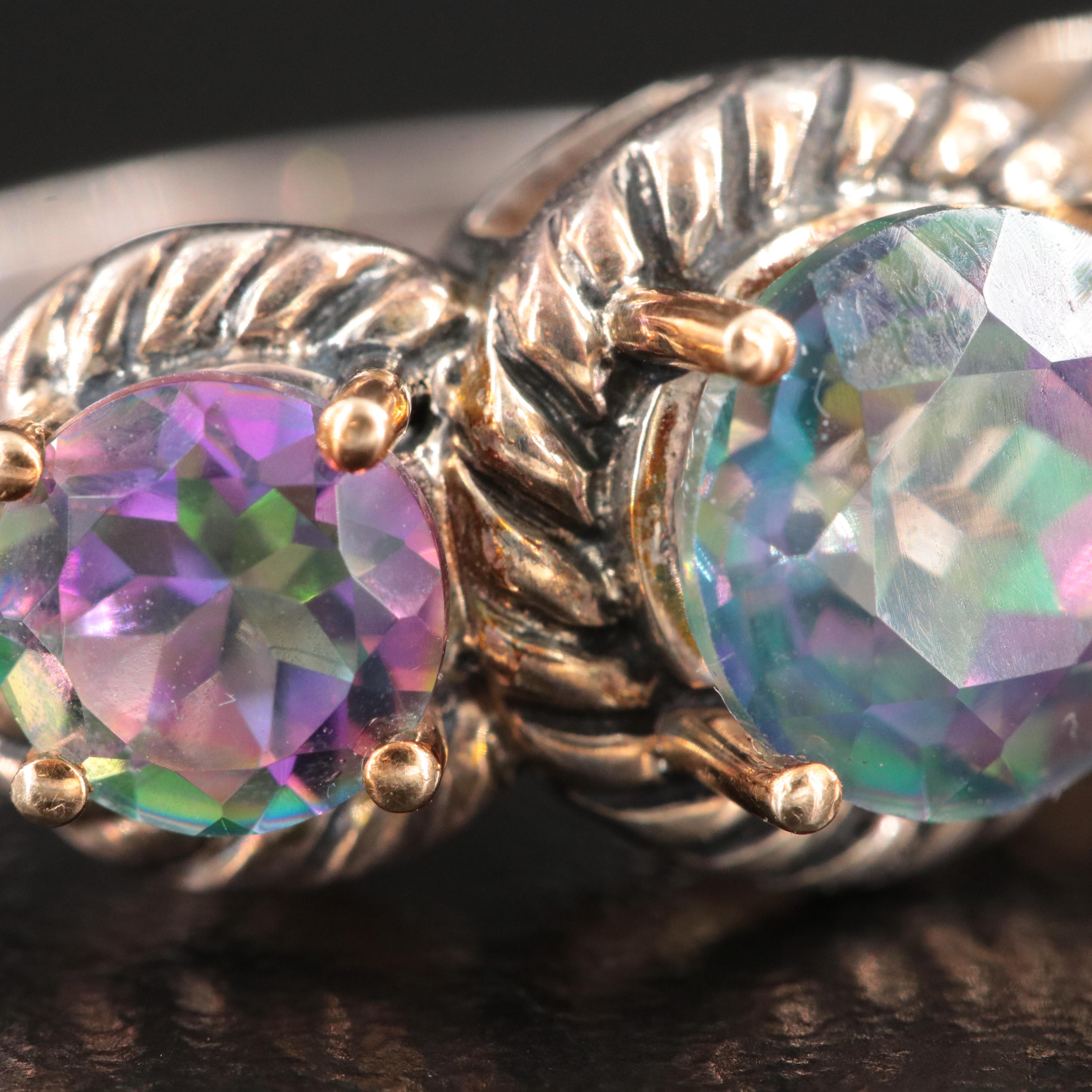 Sterling Mystic Topaz Ring with 14K Rope Detail