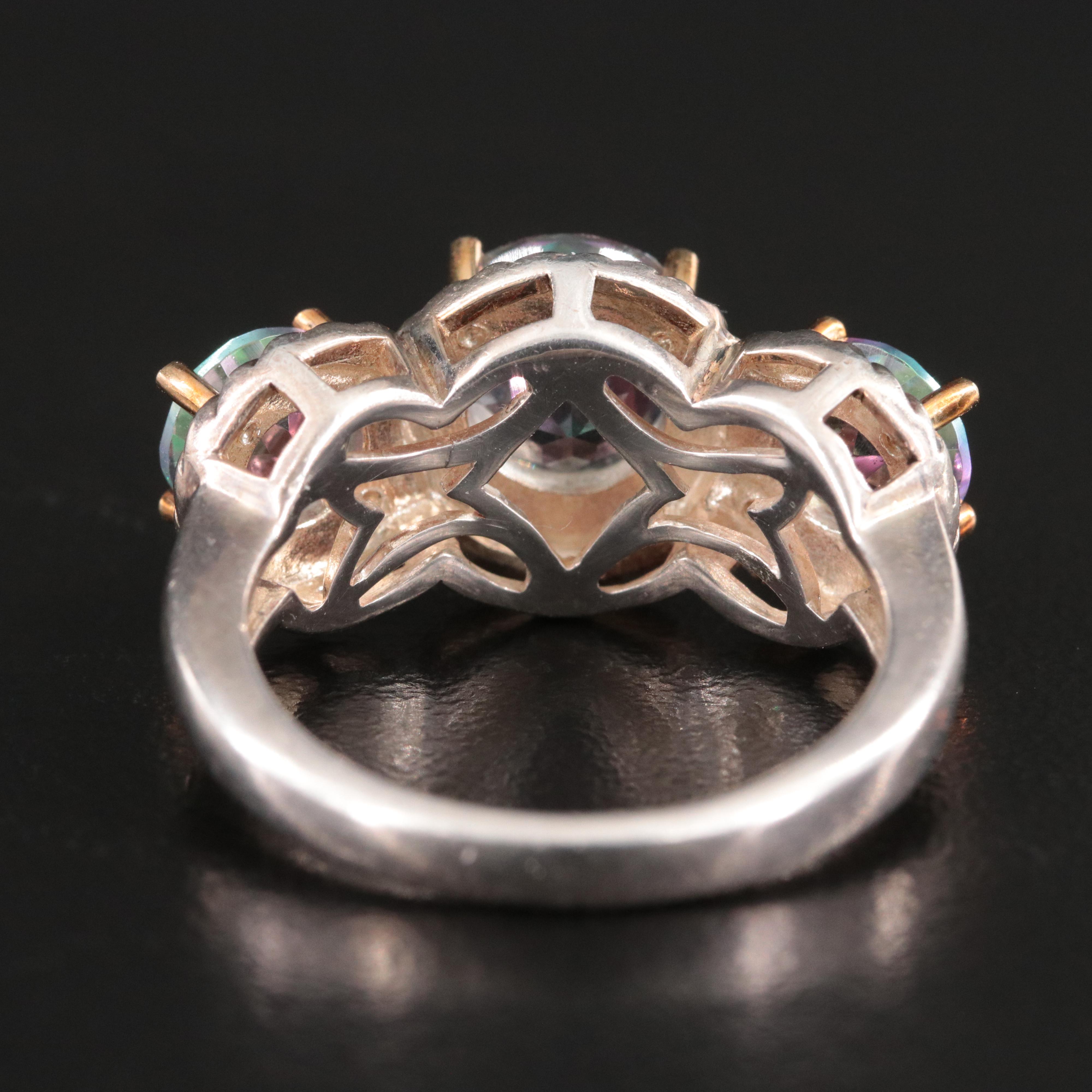 Sterling Mystic Topaz Ring with 14K Rope Detail
