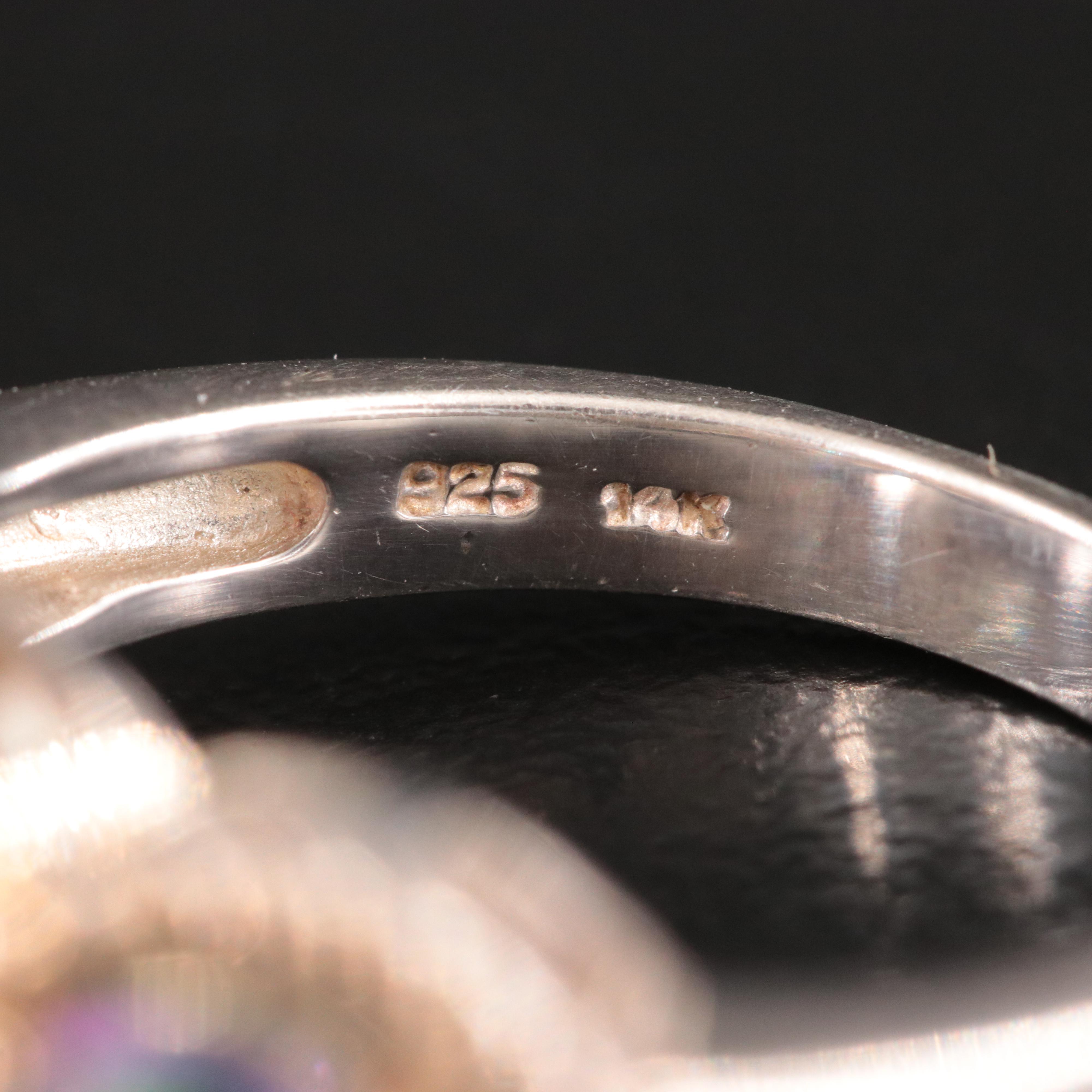 Sterling Mystic Topaz Ring with 14K Rope Detail