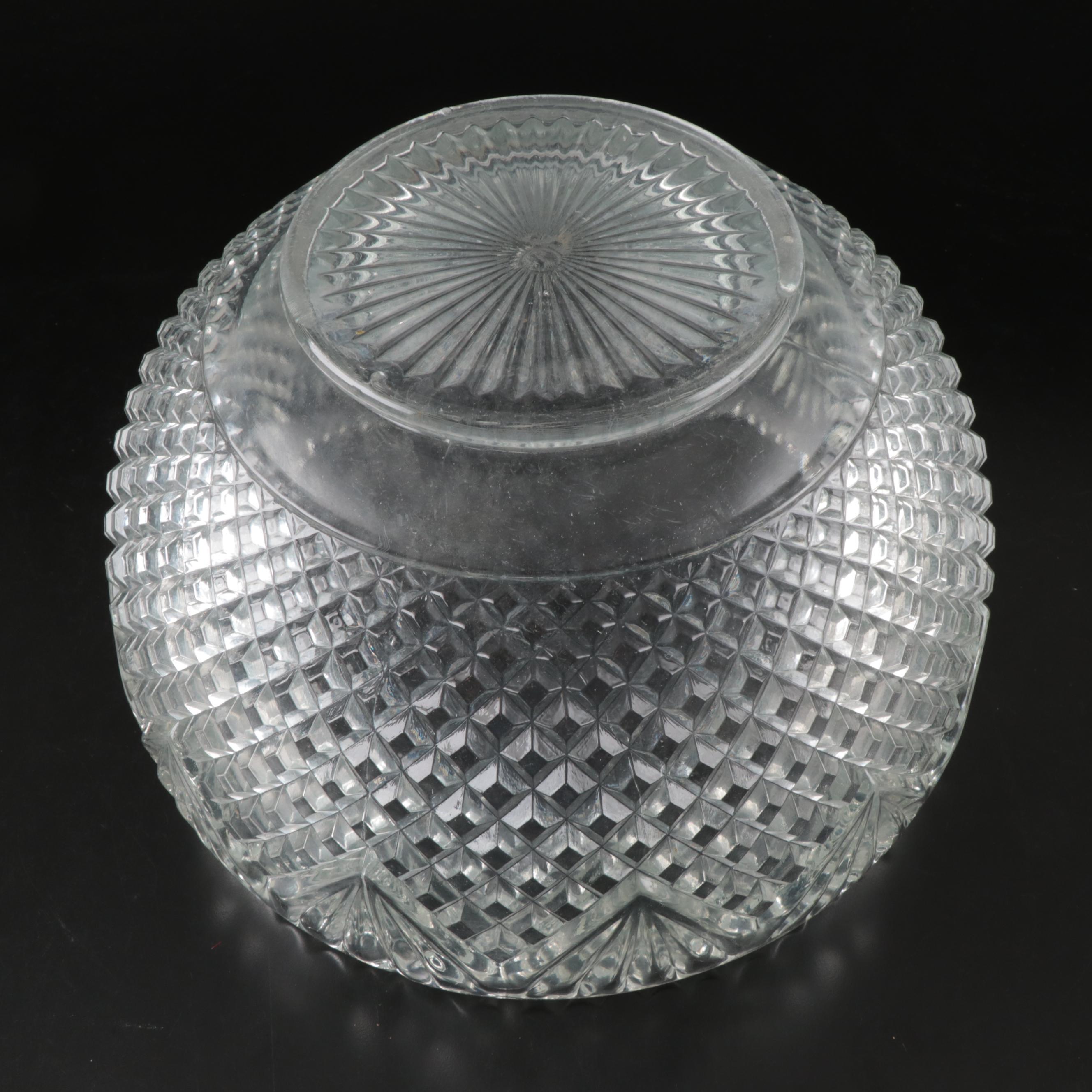 Smith Glass "Pineapple" Punch Bowl with More Pressed Glass Serveware