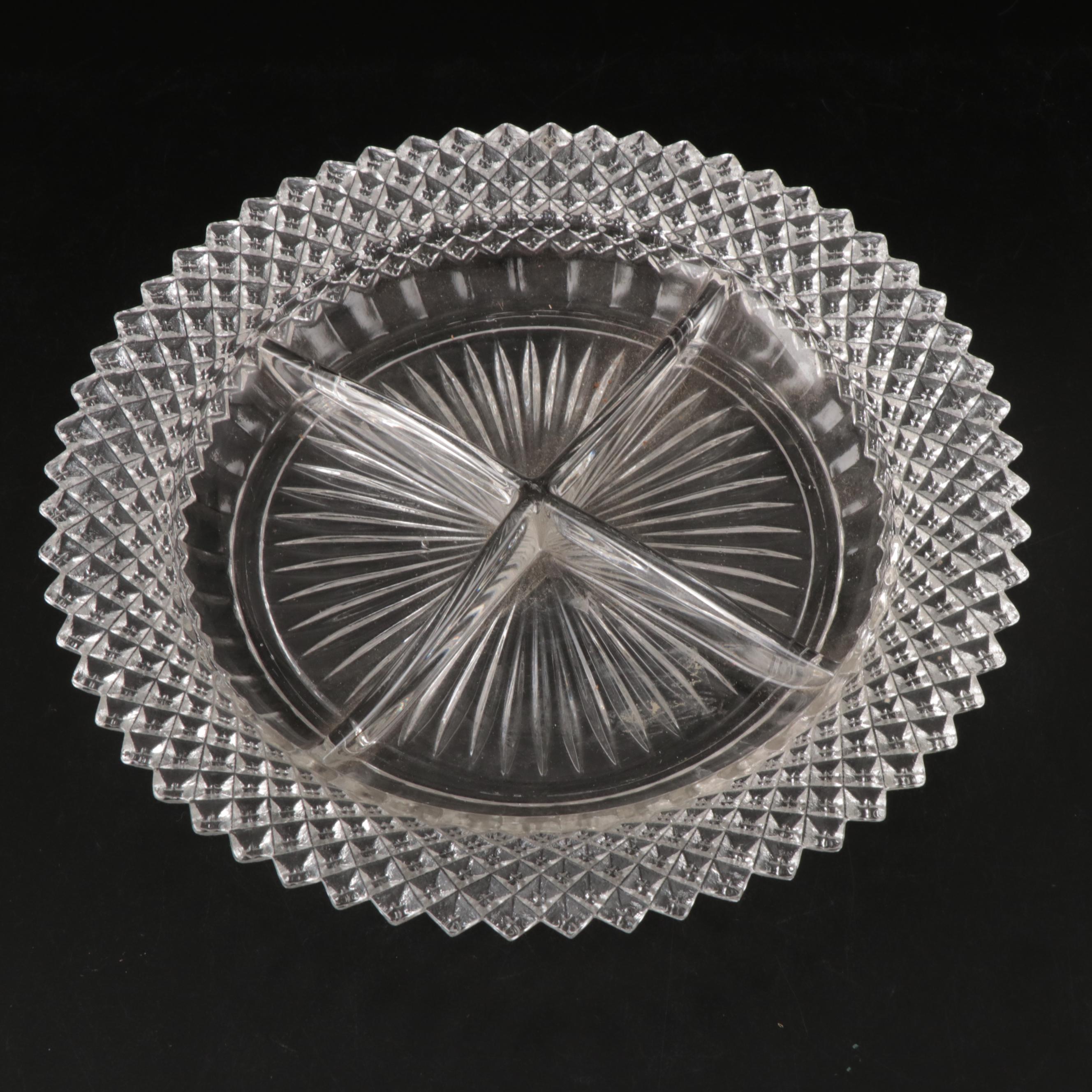 Smith Glass "Pineapple" Punch Bowl with More Pressed Glass Serveware