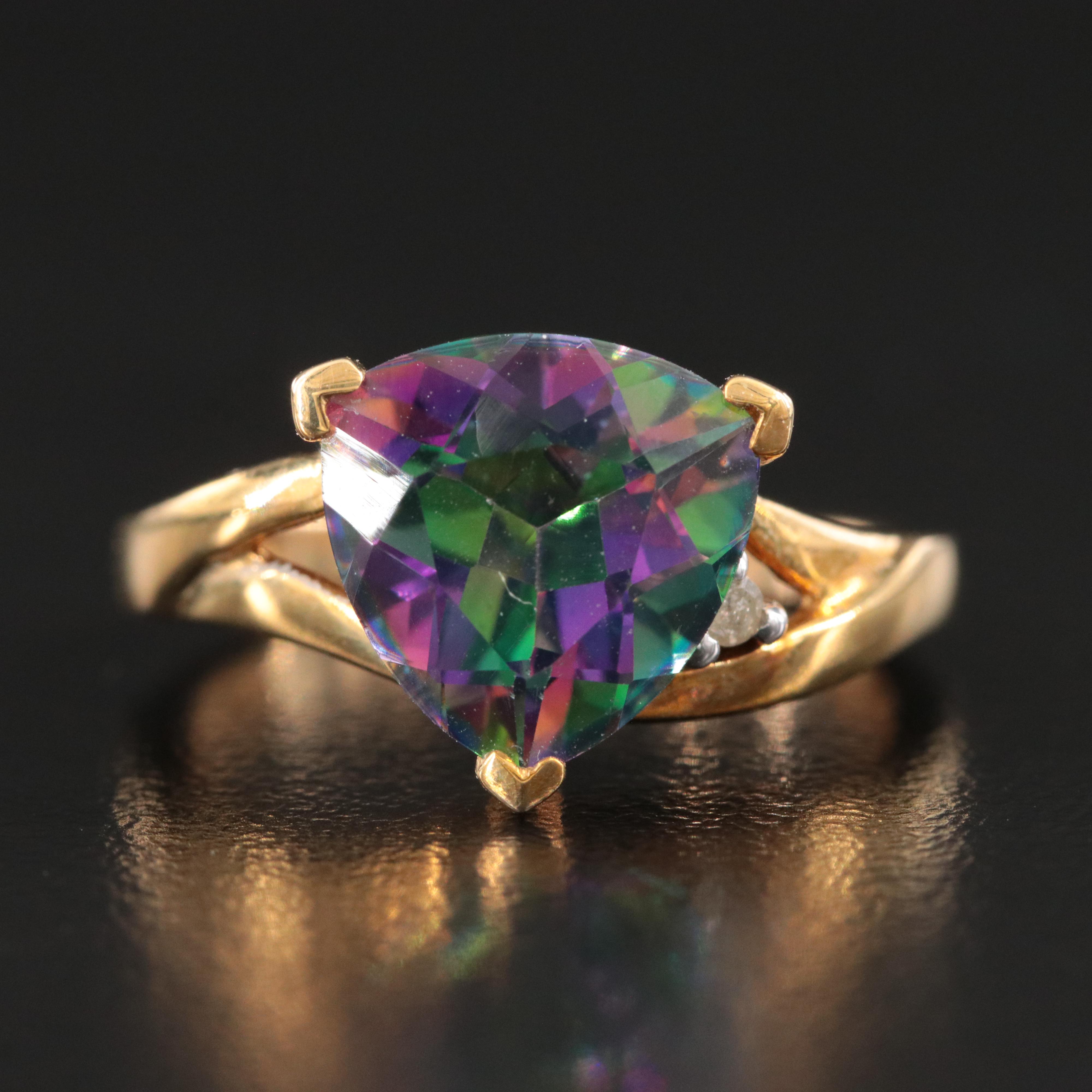 10K Mystic Topaz and Diamond Ring