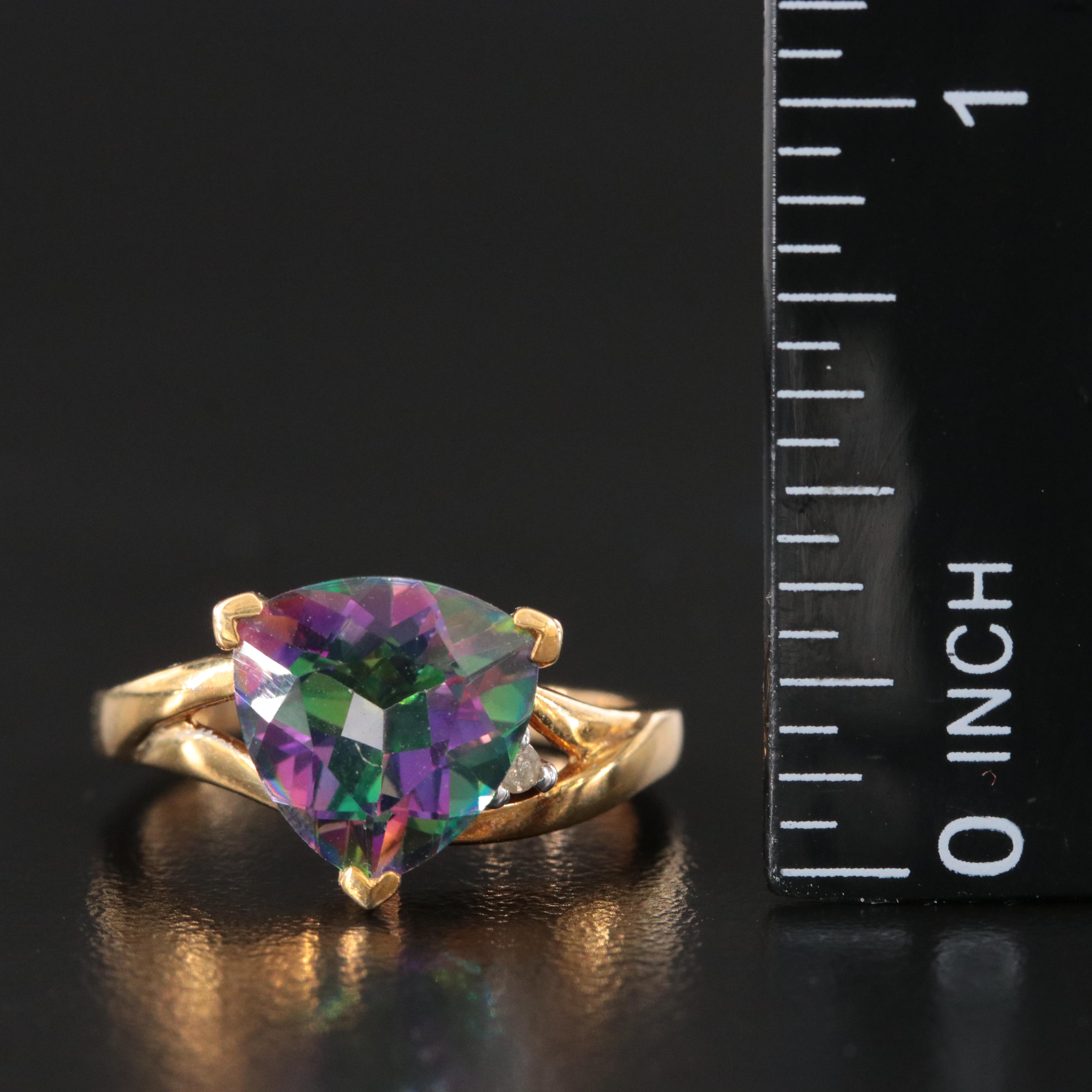 10K Mystic Topaz and Diamond Ring