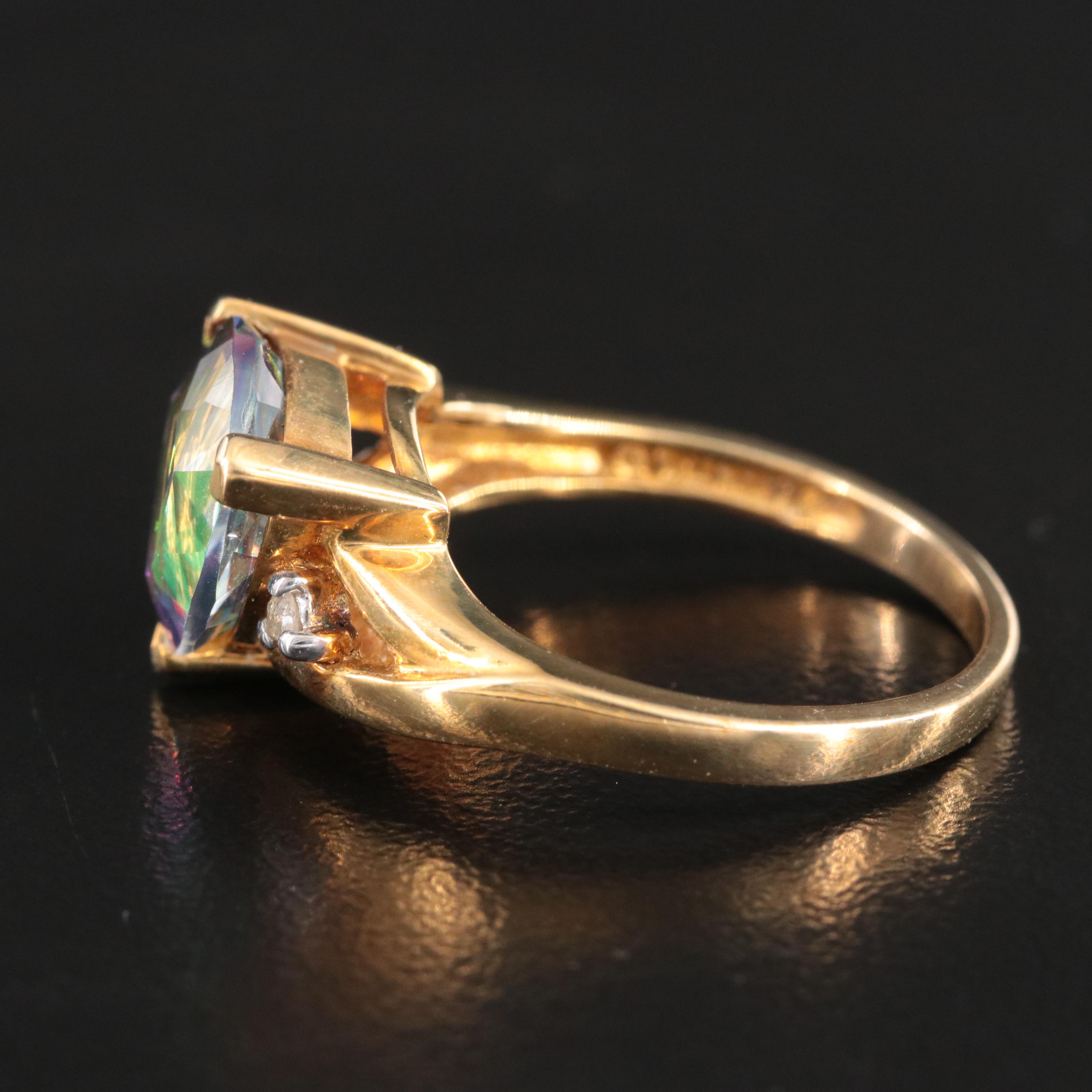 10K Mystic Topaz and Diamond Ring