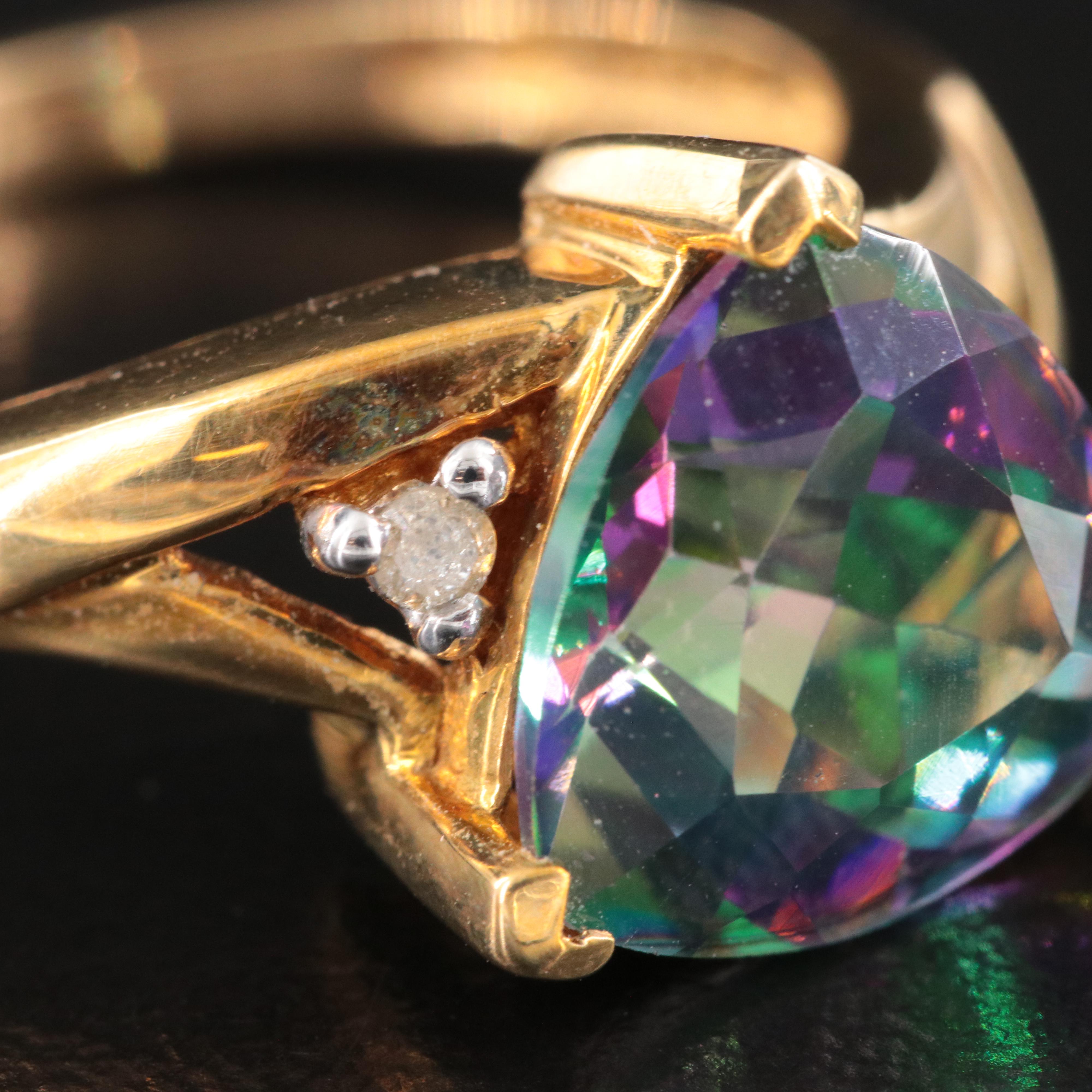 10K Mystic Topaz and Diamond Ring