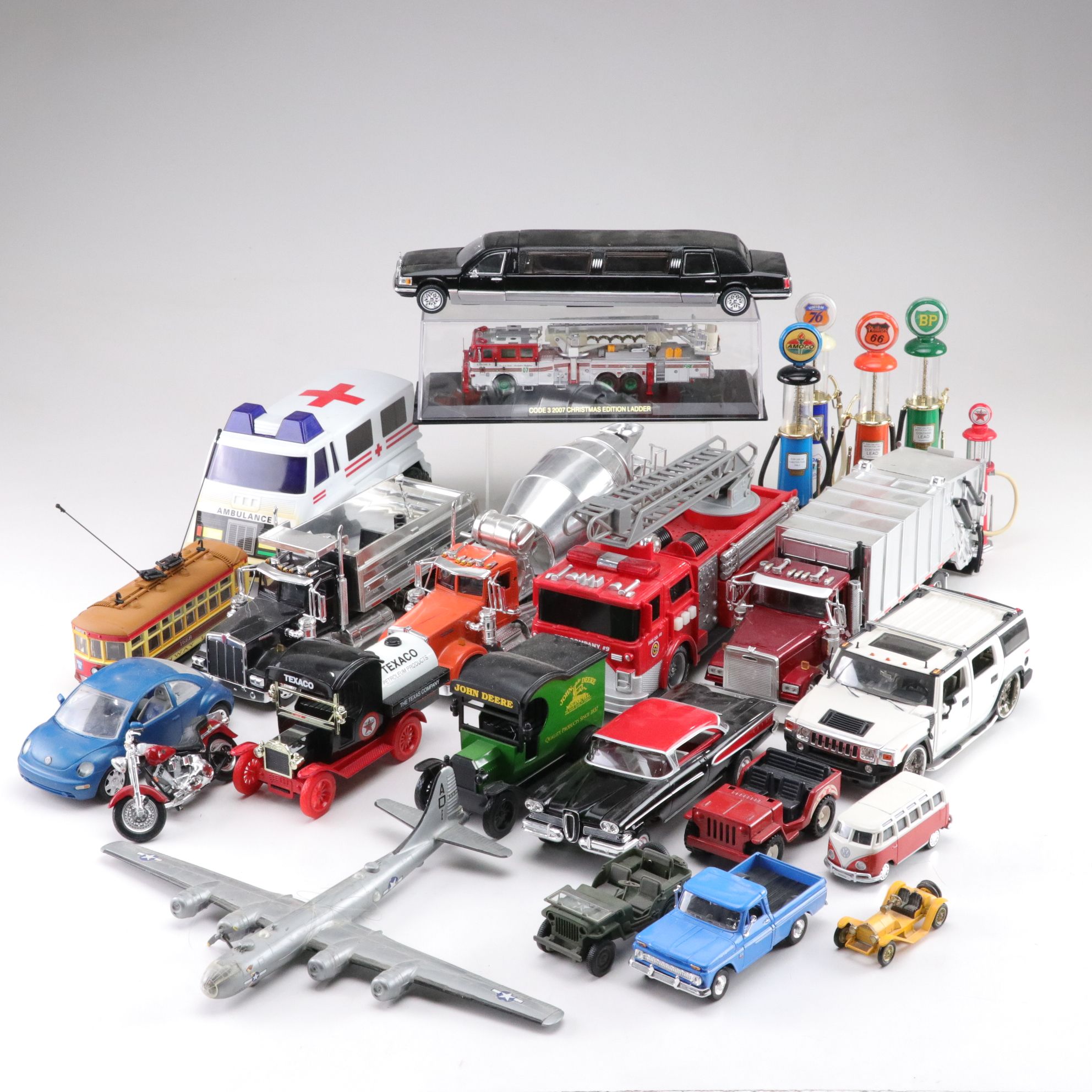 Fire Engine, Semi Trucks, Ambulance & Other Toy Vehicle Collection