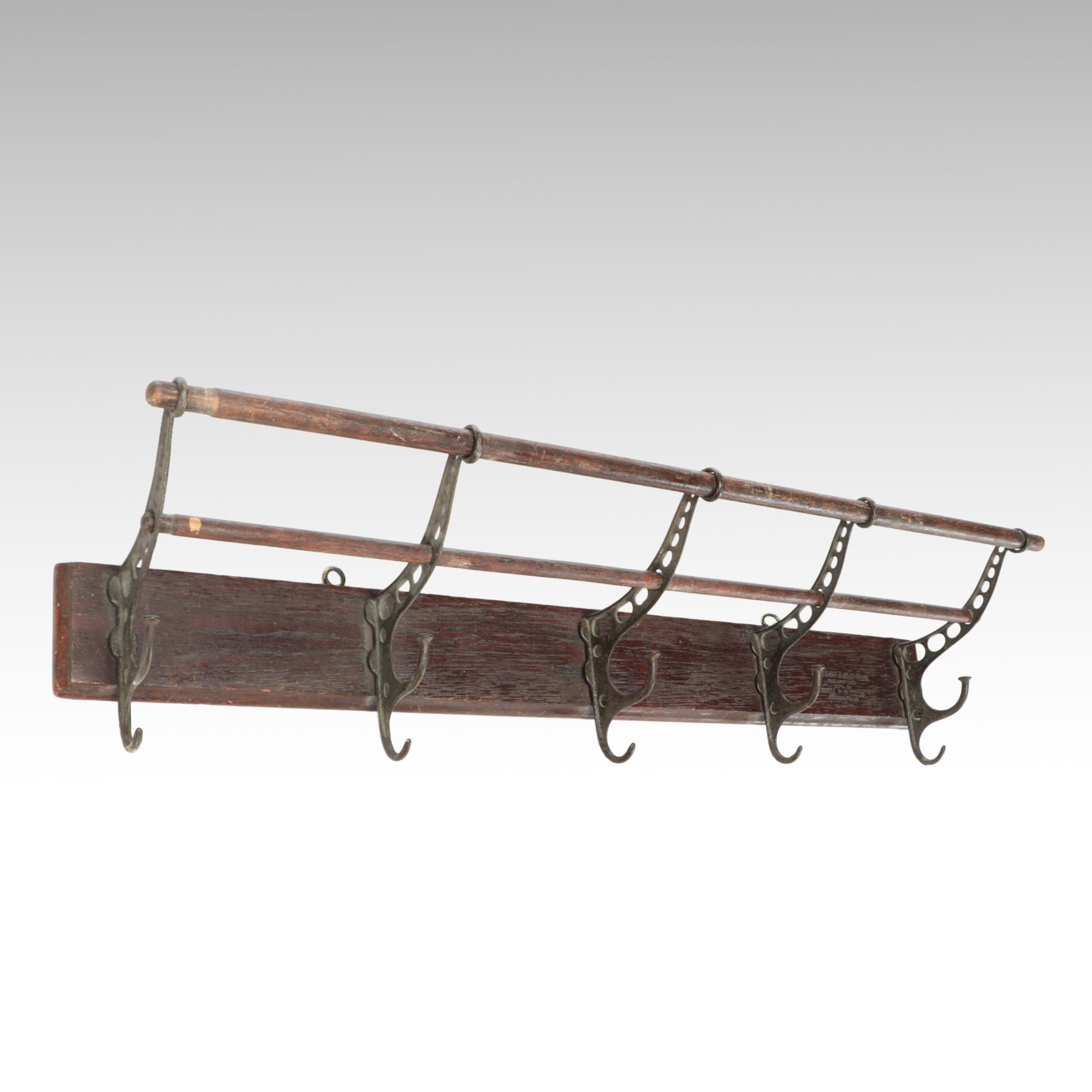 Victorian Style Railroad Wall Mounted Coat and Luggage Rack