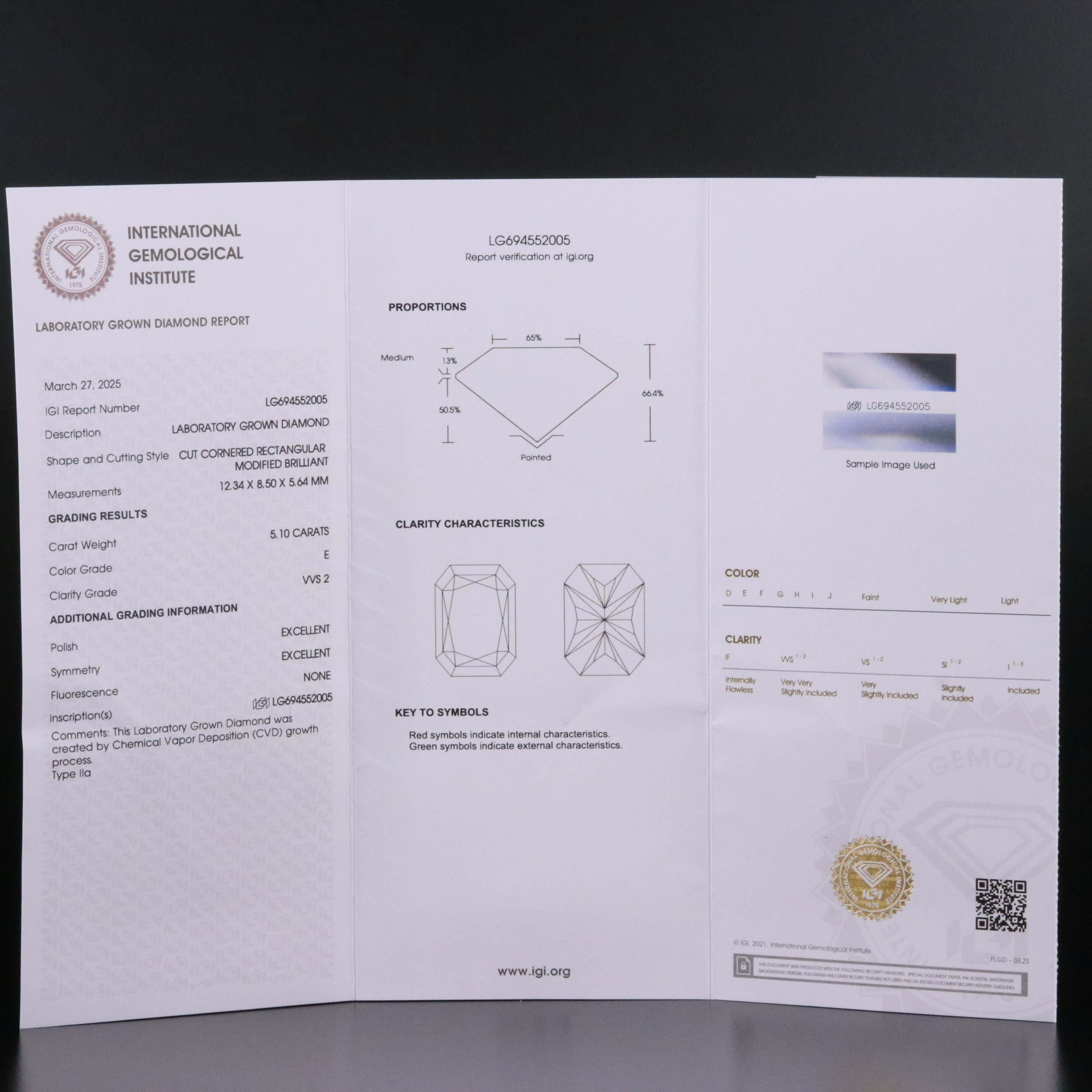 14K 5.10 CT Lab Grown Diamond Solitaire Ring with IGI Report